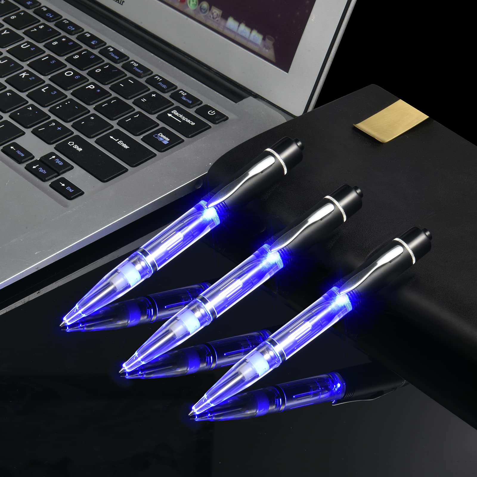 Glovion LED Light Pen, Lighted Ballpoint Pen Penlight for Nighttime Writing –Blue Light with Black