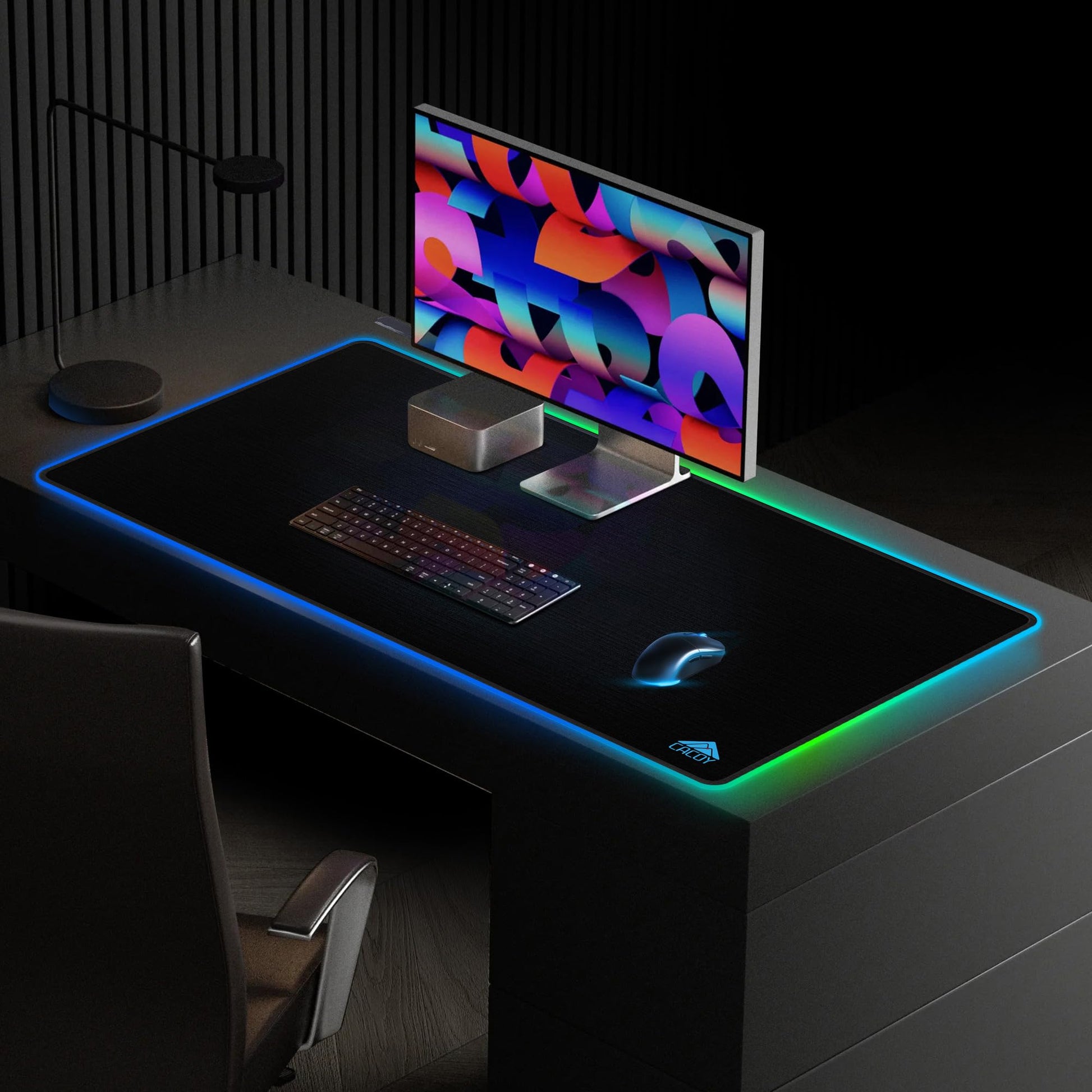 Cacoy 40"x20" RGB Gaming Mouse Pad, XXL Large LED Computer Mouse Mat, Black