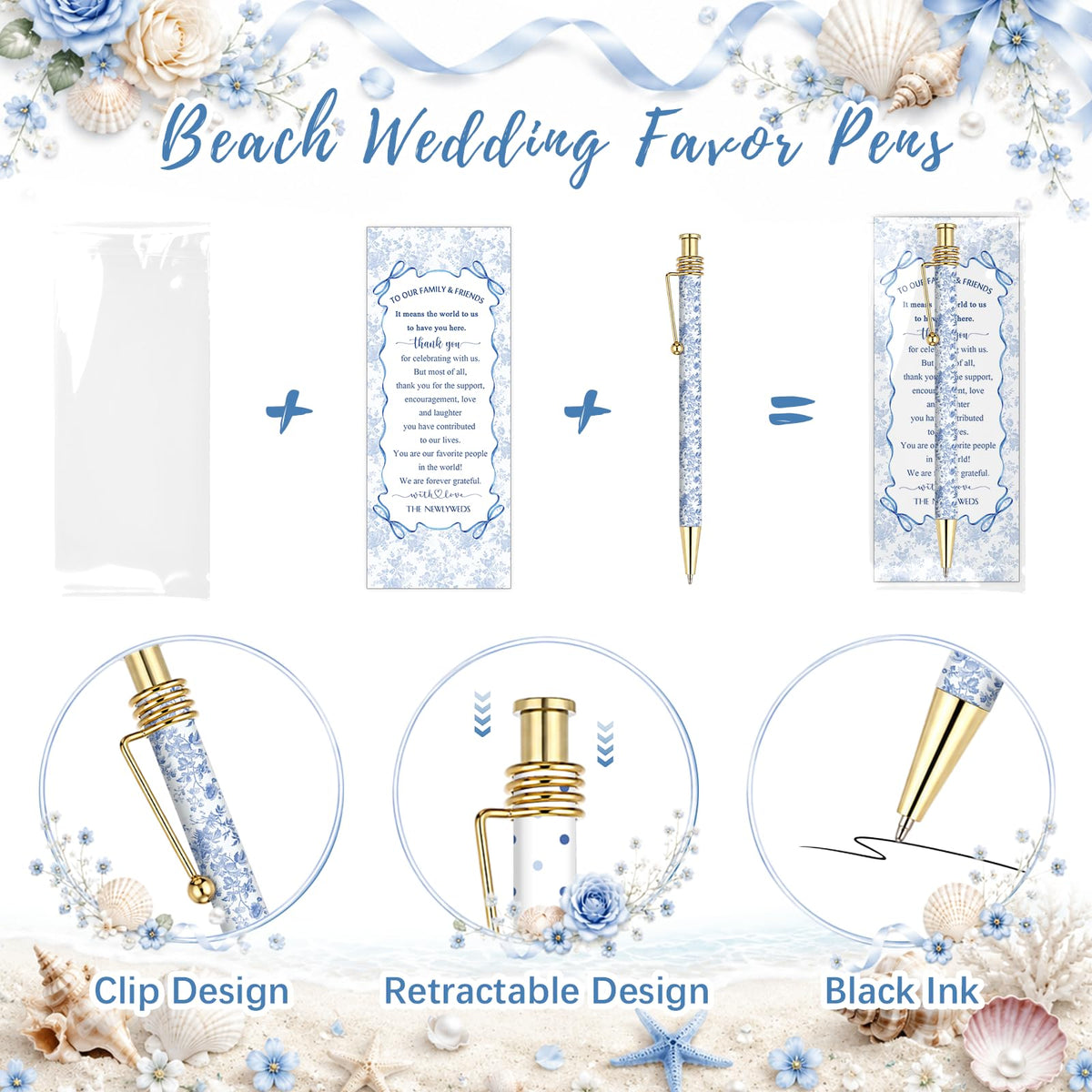 Tenceur 30 Set Bridal Shower Pen Gift for Bridal Shower Favors