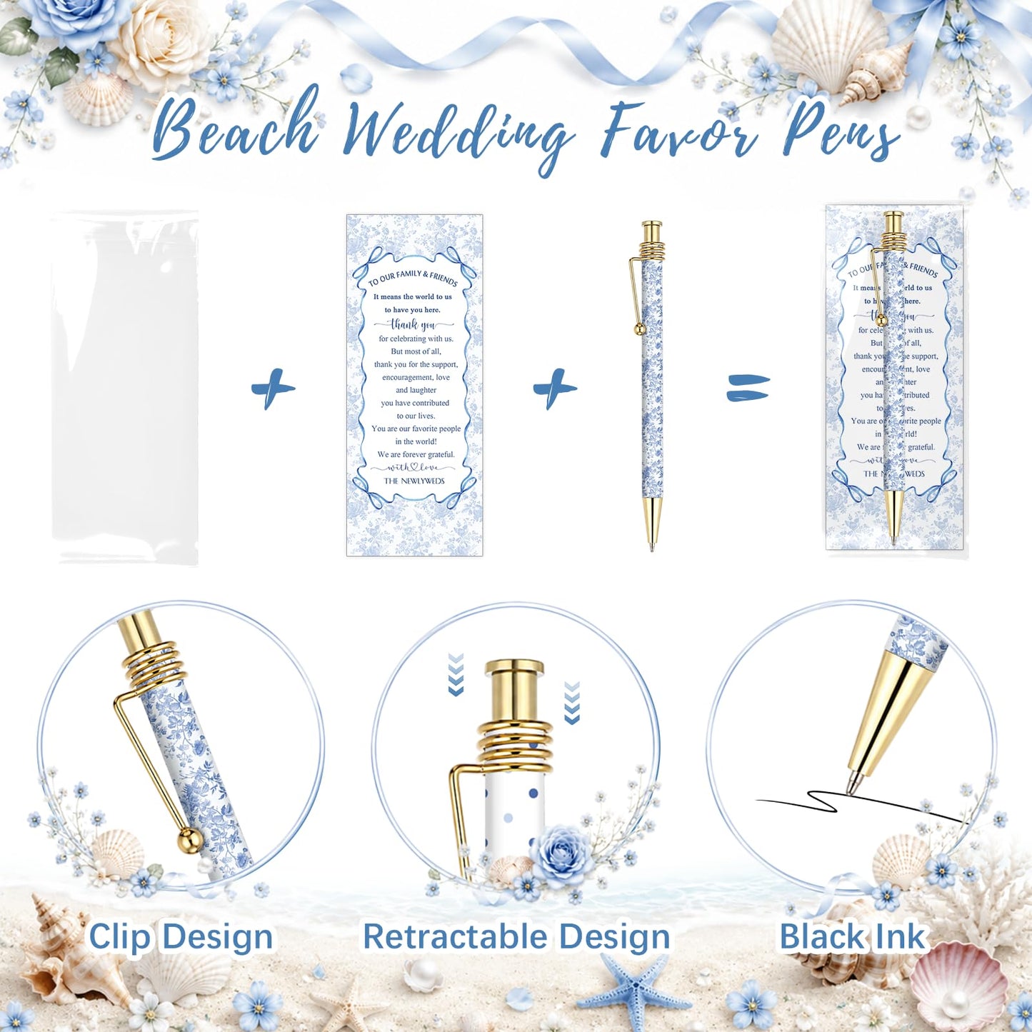 Tenceur 60 Set Bridal Shower Pen Gift for Bridal Shower Favors