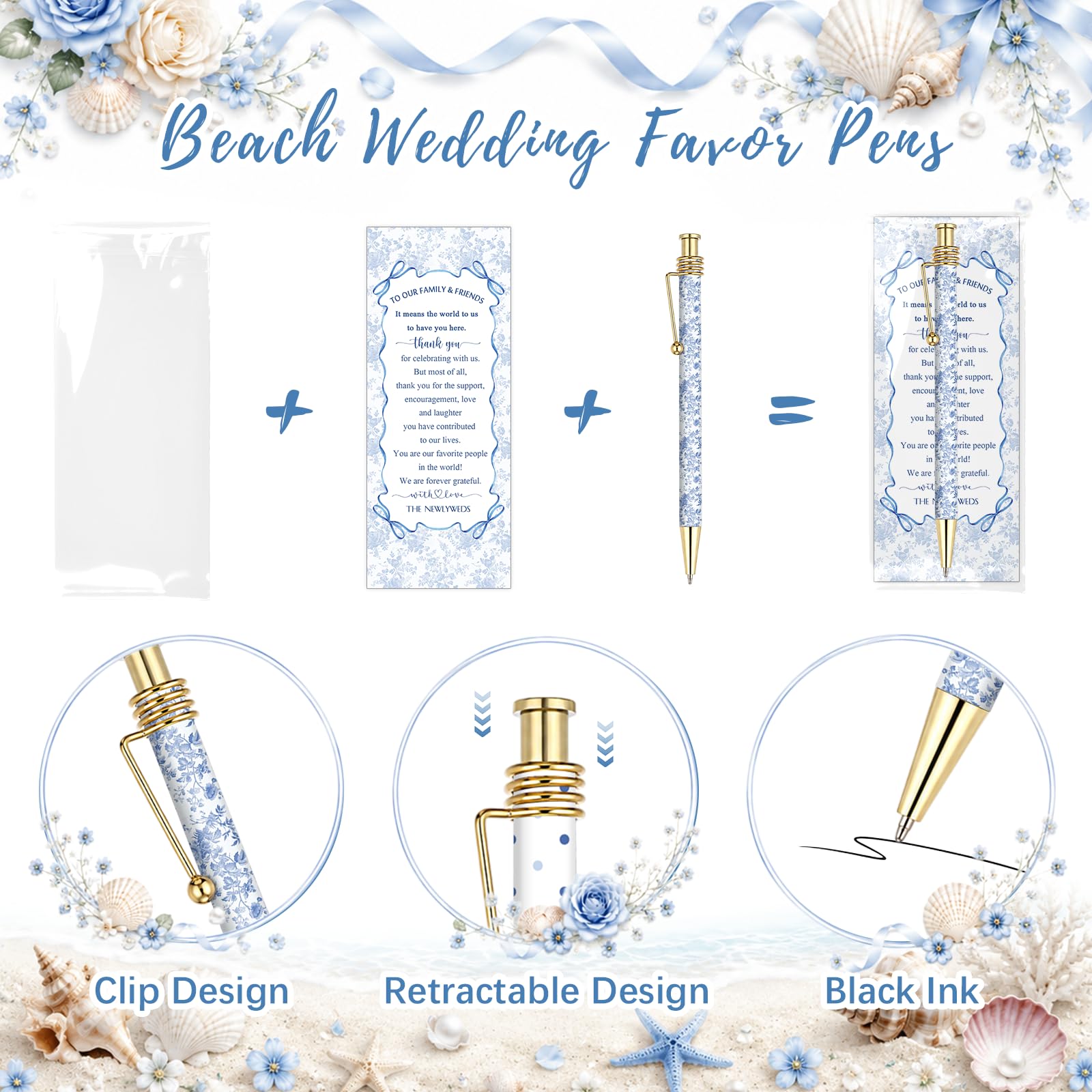 Tenceur 60 Set Bridal Shower Pen Gift for Bridal Shower Favors