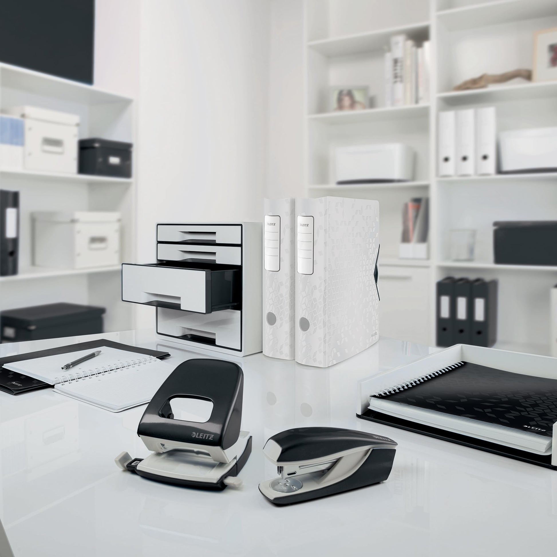 Leitz A4 Letter Tray, White/Black, Wow Range, 53611095