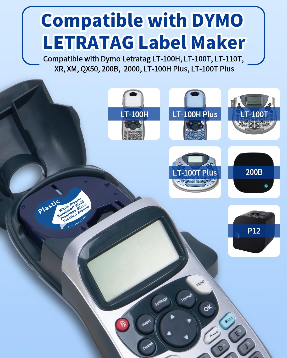 COLORTY 91331 Label Tape Replace for Dymo LetraTag Refills Plastic White