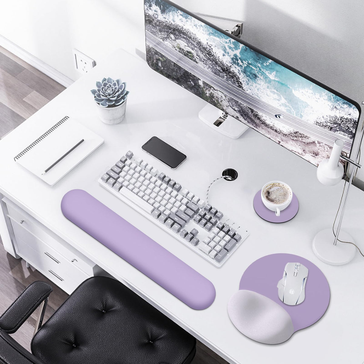 AIMSA Mouse Pad with Wrist Rest Support, Keyboard Wrist Rest Set, Ergonomic Memory Foam Mousepad