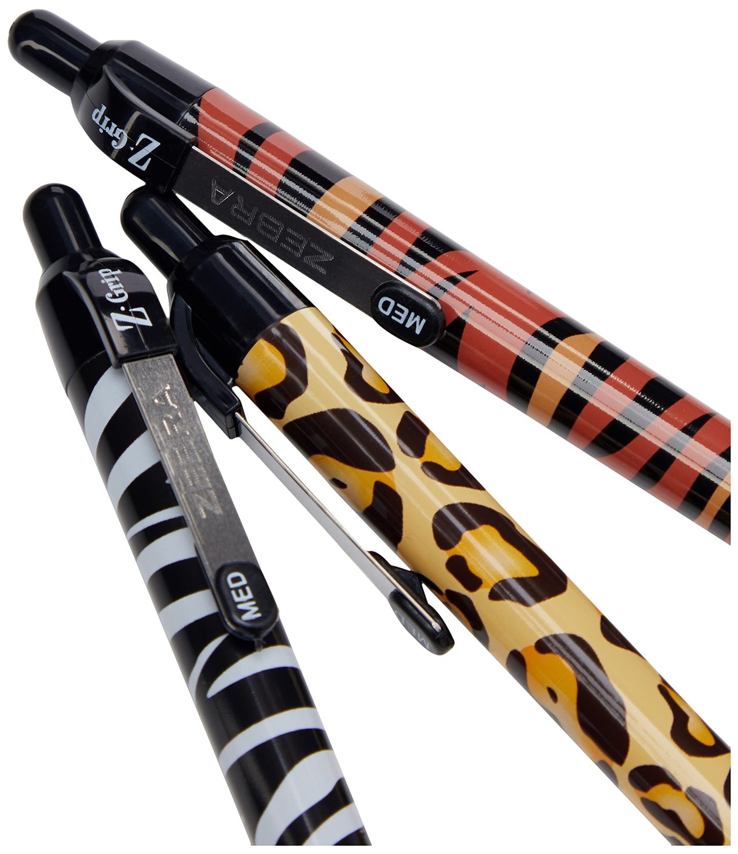 Zebra 2258 Z-Grip Black Ink Funky Animal Print Ballpoint Pen - (Pack of 5)