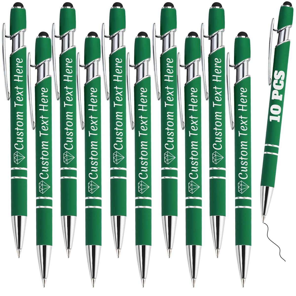 Personalized Pens Bulk 10 with Name Custom Engraving Ballpoint Pens with Stylus Tip Customized