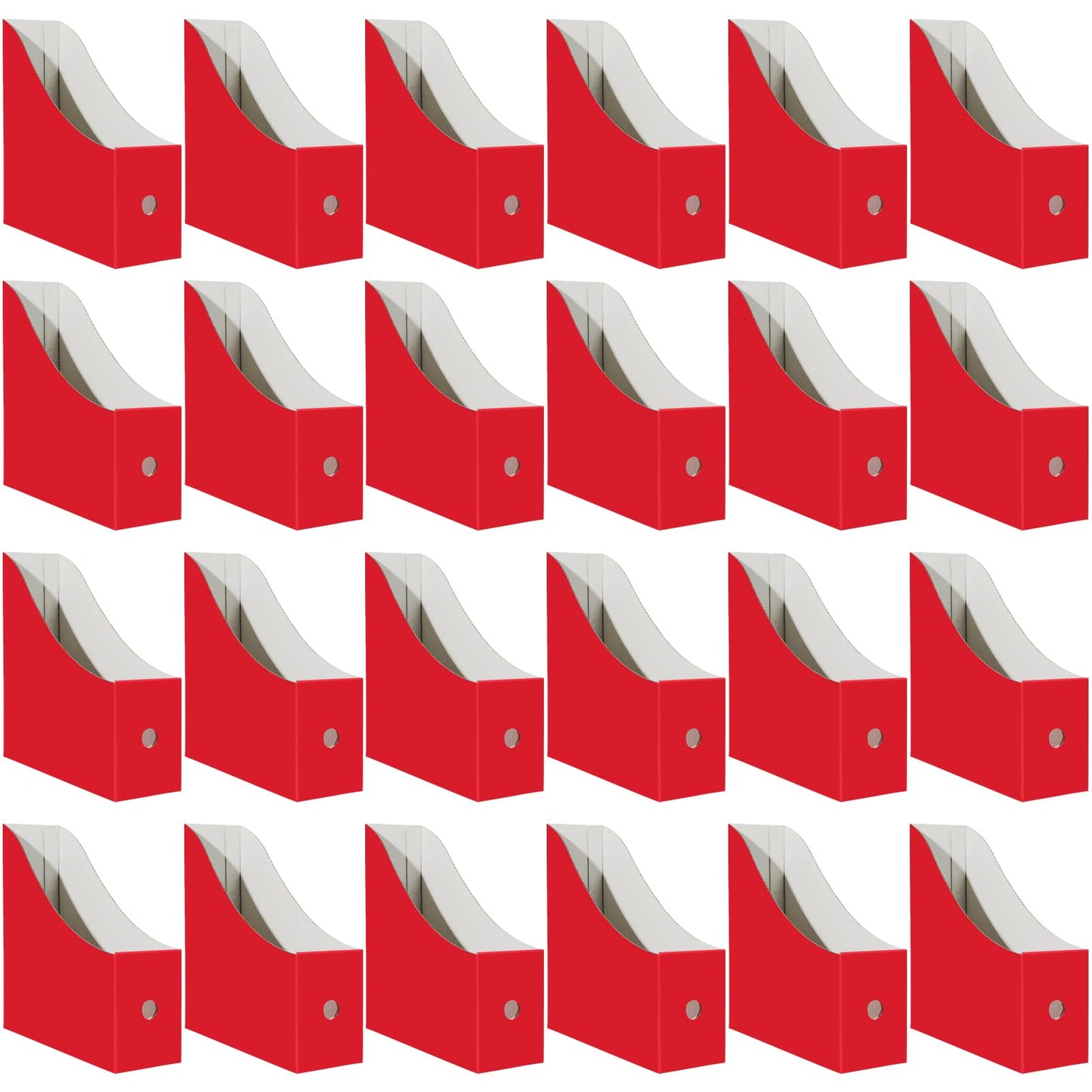 Limitliho 24 Pack Red Cardboard Magazine File Holder for Desk or Shelves