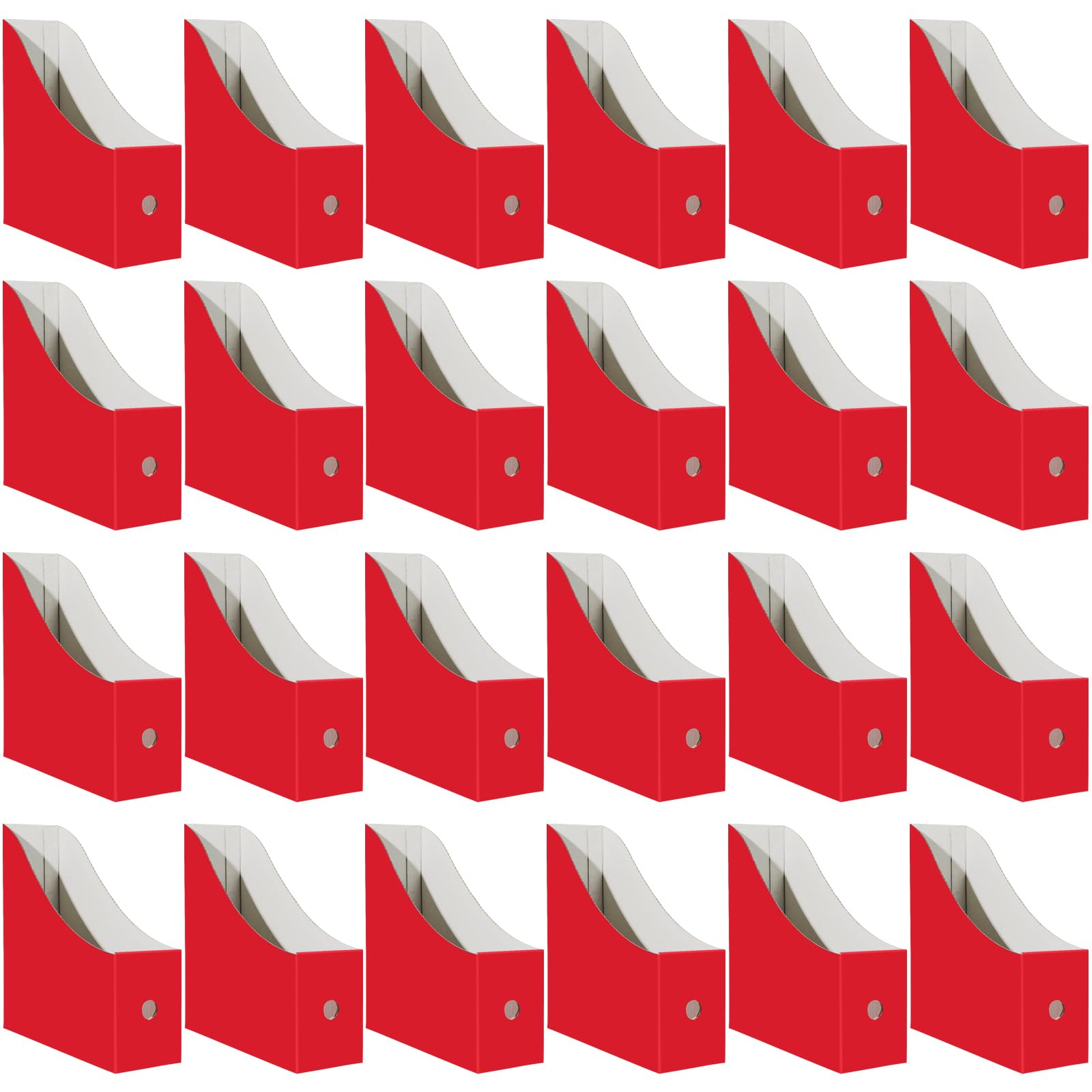 Limitliho 24 Pack Red Cardboard Magazine File Holder for Desk or Shelves