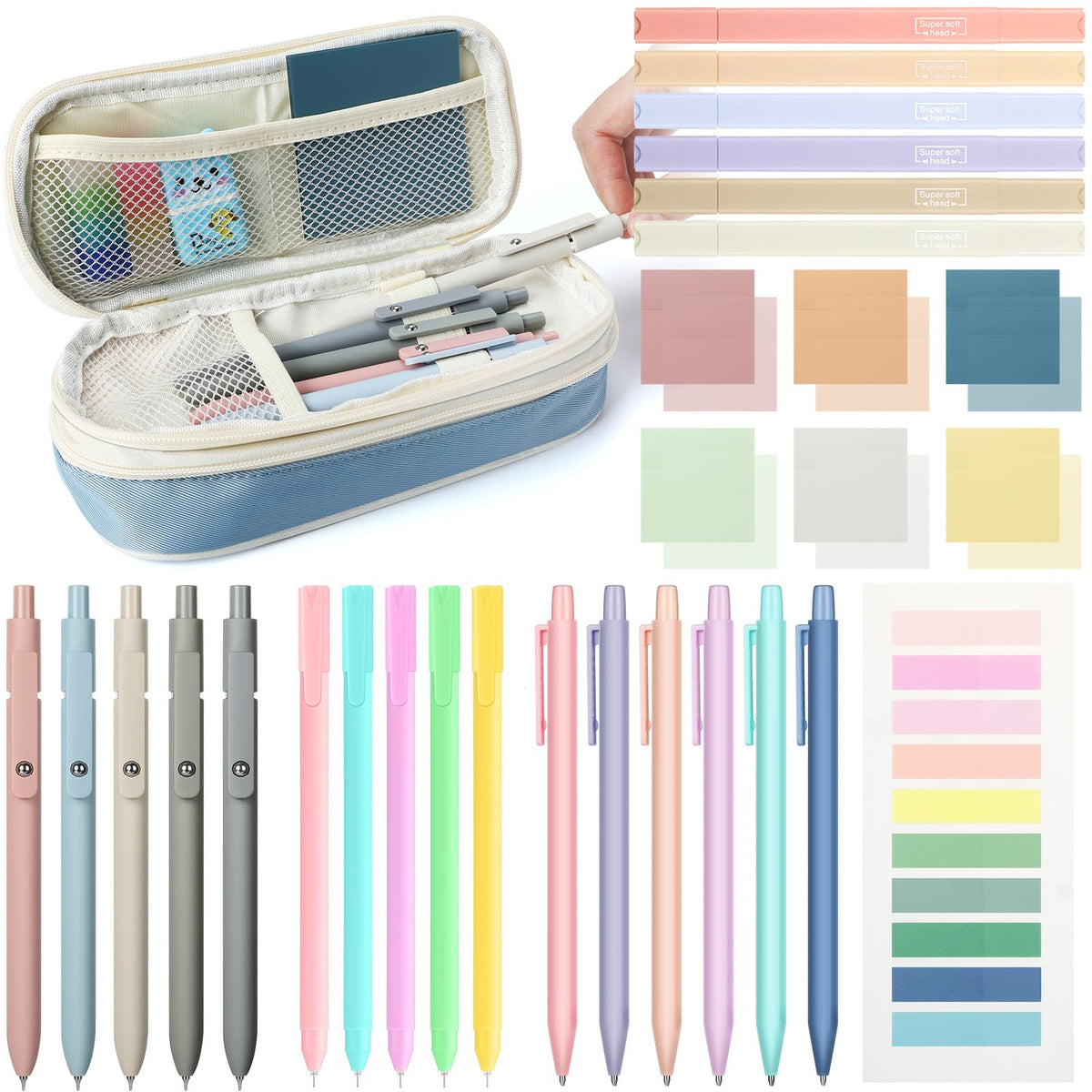 Lincia 30 Pcs Aesthetic School Supplies for Stationary Essentials, Fog Blue