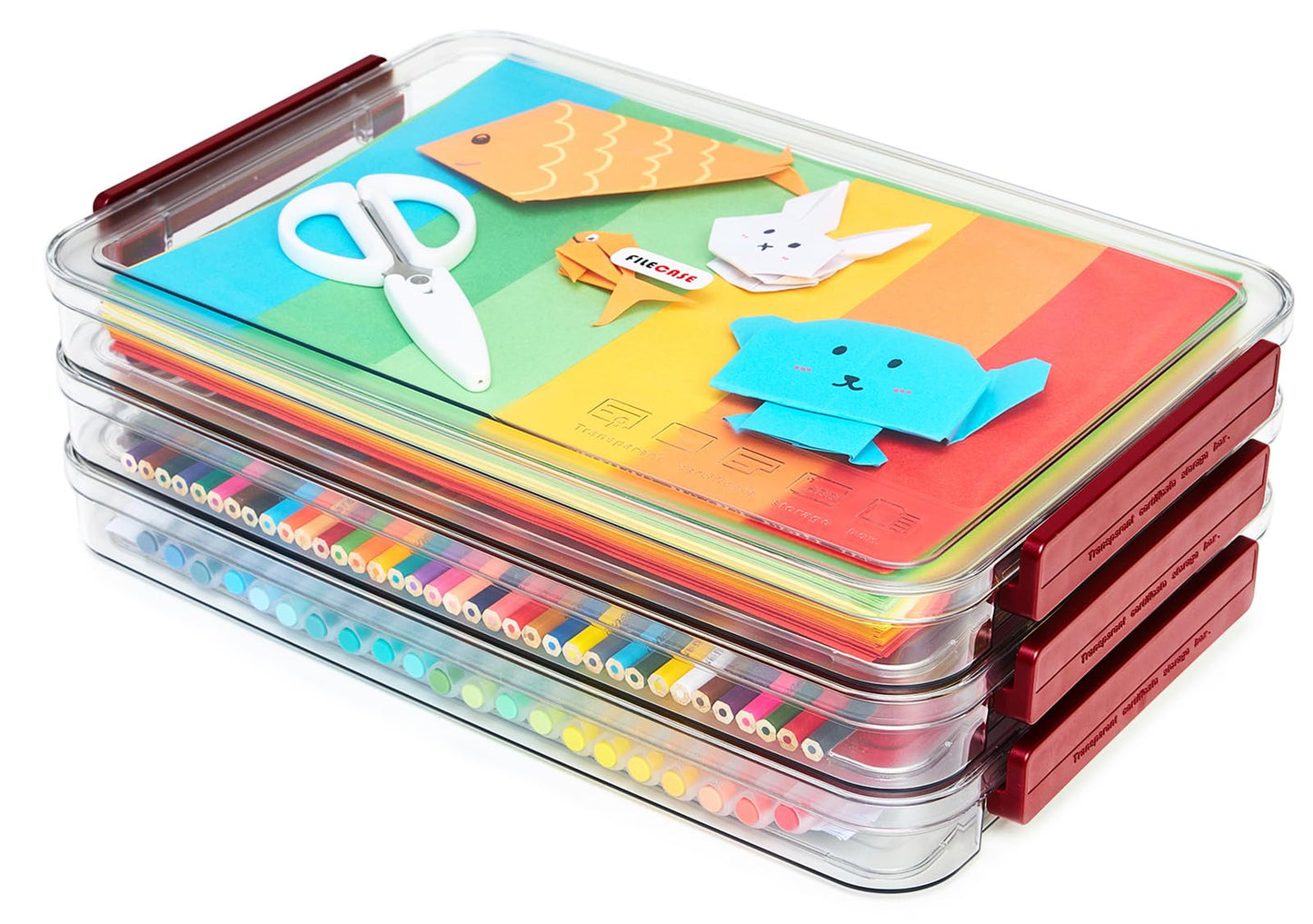 CATOOMUU 3-Pack 9x13 Shallow Flat Clear Plastic Project Case Storage Box