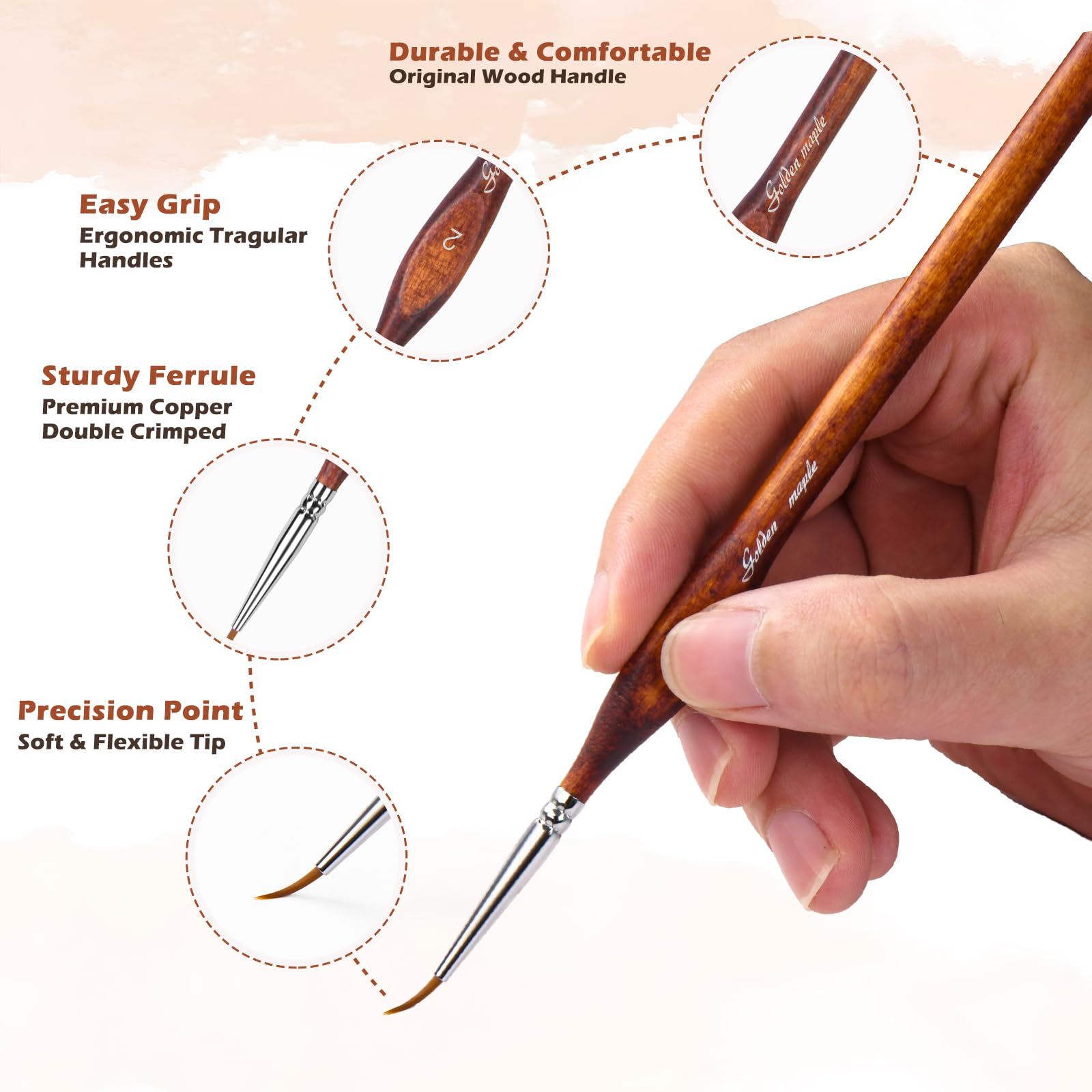 Golden Maple Miniature Model Paint Brushes-10pcs Micro Detail Paint Brush Set,Small Fine Detail