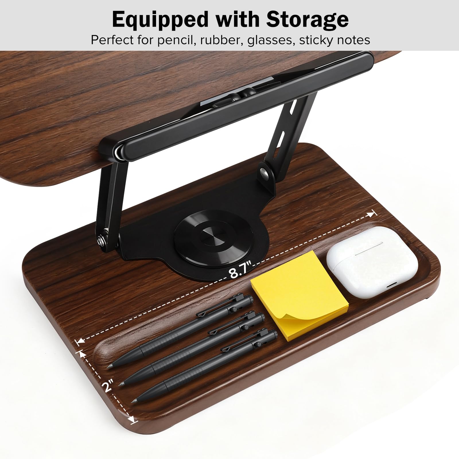 UikJOY Book Stand with Light & Storage, Book Holders for Reading Hands Free