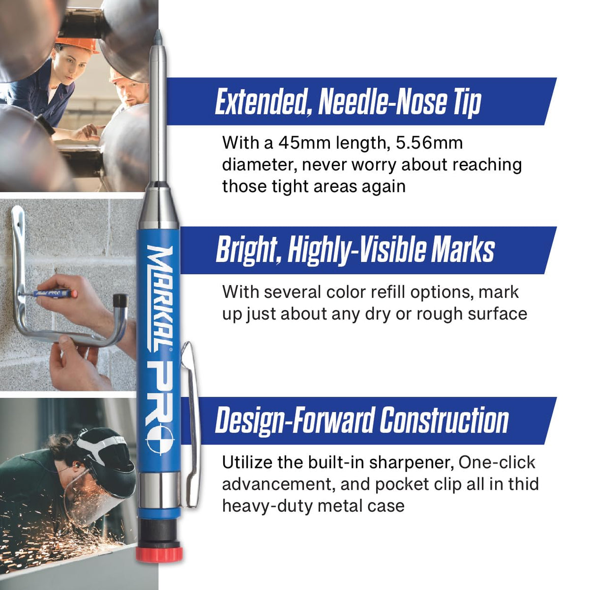 Markal 96270 - Markal PRO Holder with 1 Graphite Lead, Built-in Sharpener, 1 Click Advance