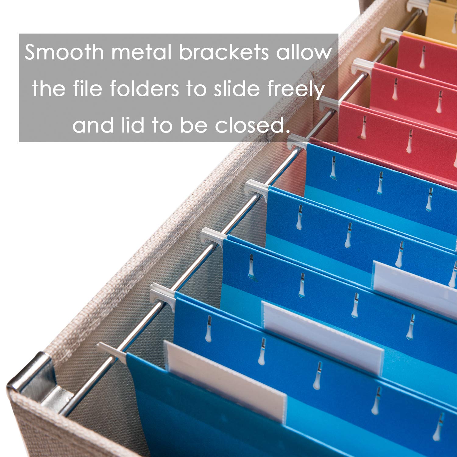 PRANDOM File Organizer Box - Set of 1 Collapsible Decorative Linen Filing Storage Hanging File