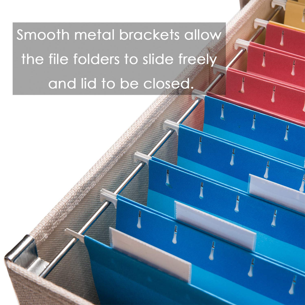 PRANDOM File Organizer Box - Set of 4 Collapsible Decorative Linen Filing Storage Hanging File