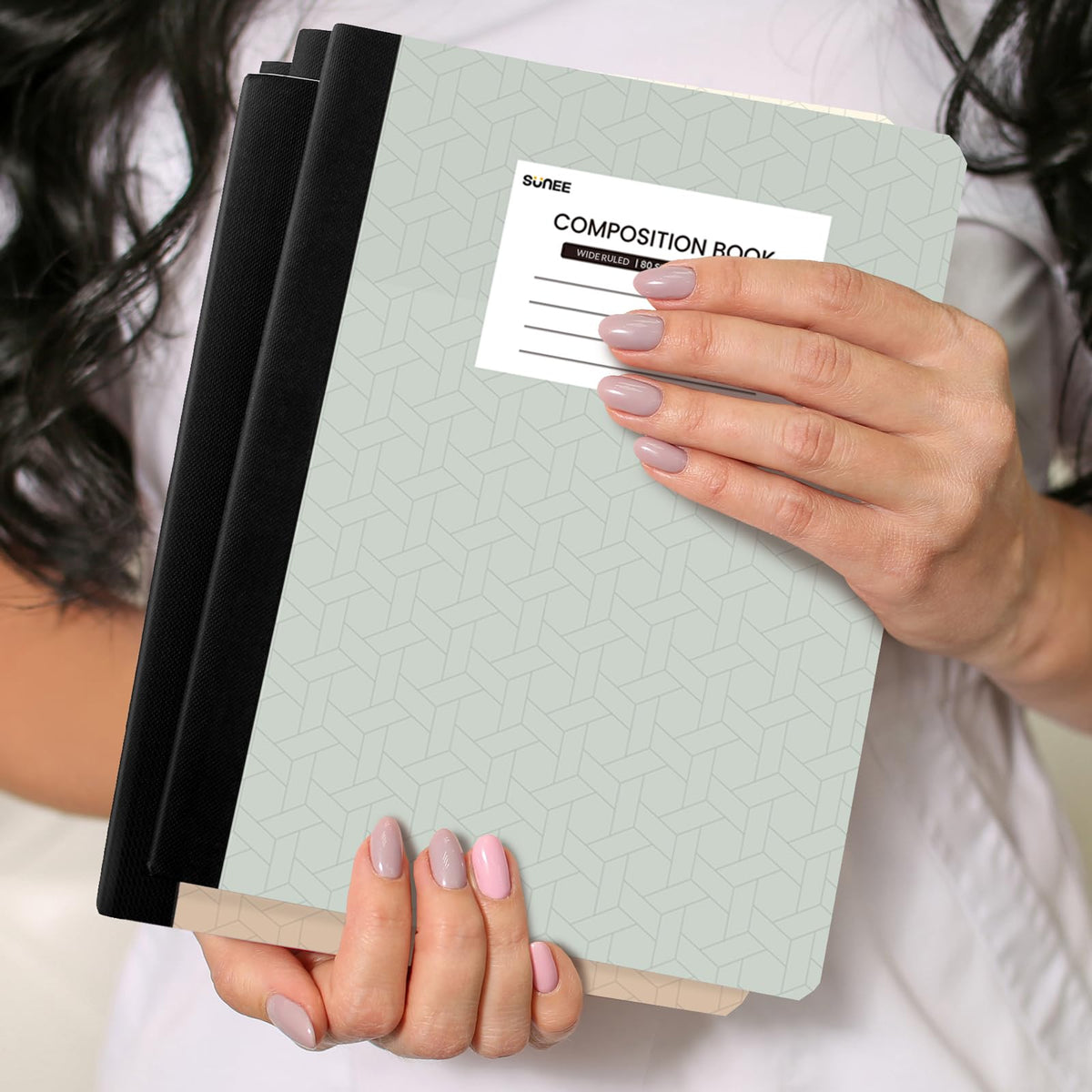 SUNEE Composition Notebooks - Wide Ruled Paper, 12 Pack Composition Book, 9 3/4" x 7 1/2", 80