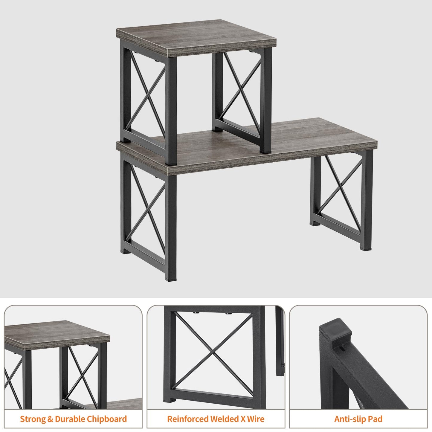 Honiter Desk Shelf for Top of Desk, Wood Desktop Shelf, 2 Tier Adjustable Bookshelf Organizer