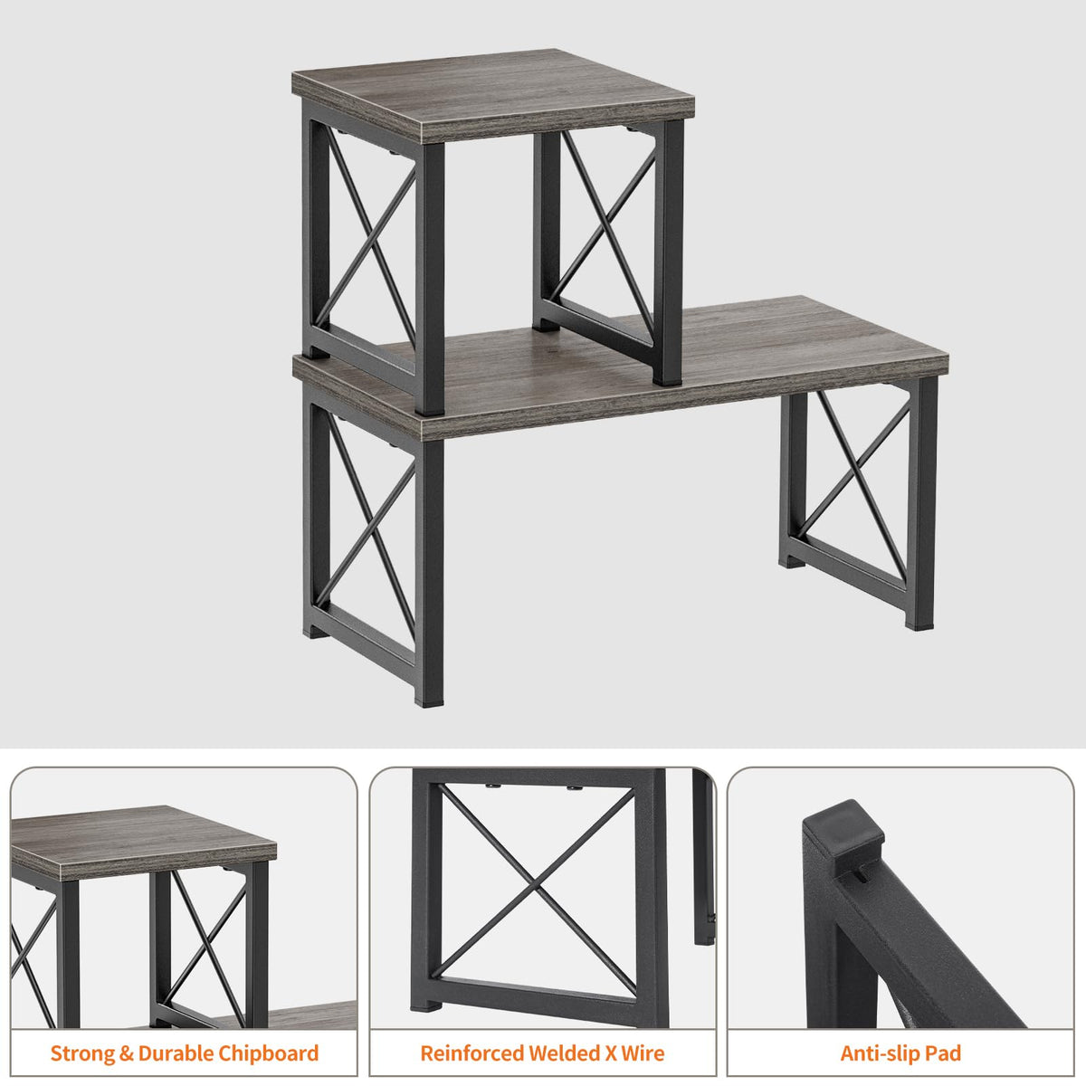 Honiter Desk Shelf for Top of Desk, Wood Desktop Shelf, 2 Tier Adjustable Bookshelf Organizer