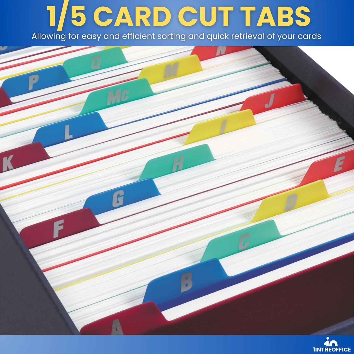 1InTheOffice Index Card Box 4x6, 400 Capacity & Index Card Guide Set, A-Z, 1/5 Tab