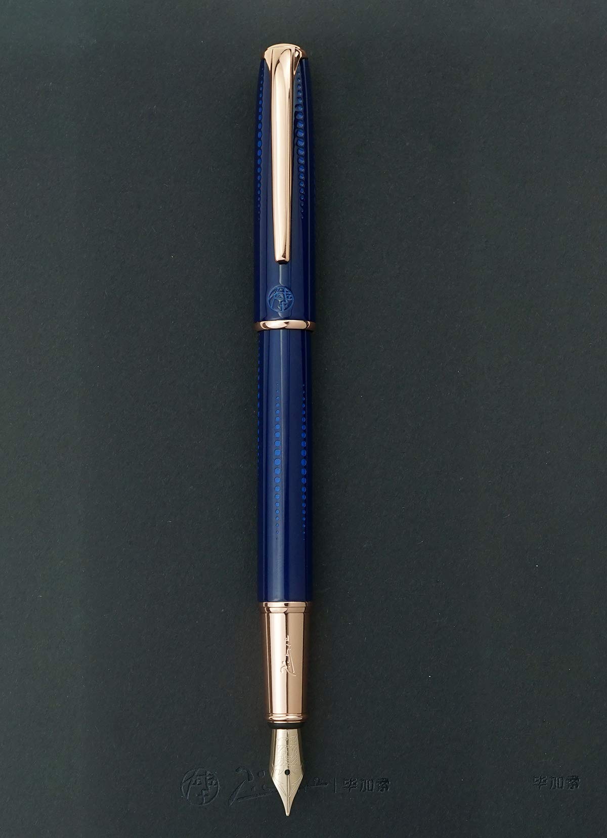 erofa Picasso 916 Blue Metal Fountain Pen with Box Medium Nib Starlit Night Beautiful Golden Dots