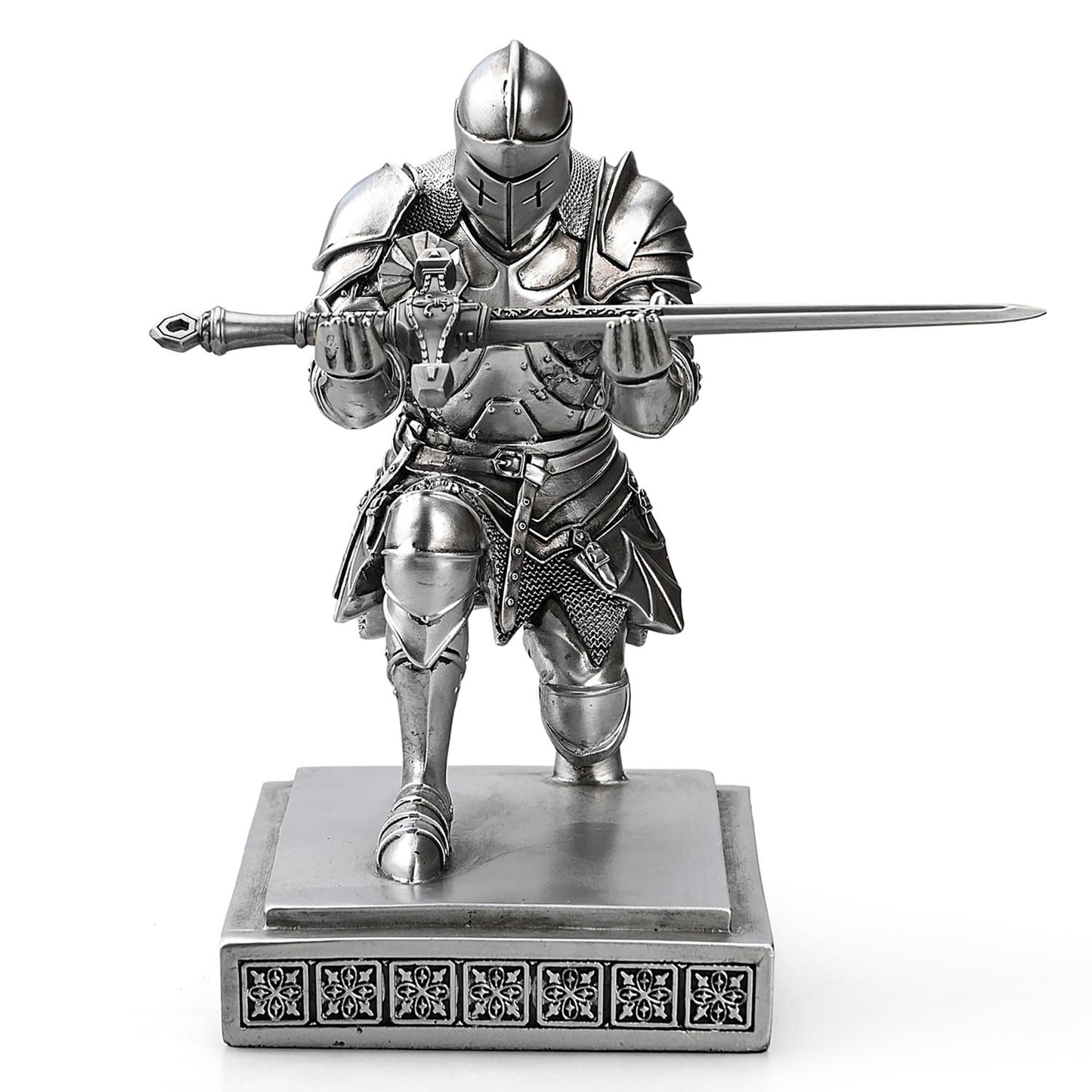 Medieval Warrior Knight Pen Holder Fun Desk Accessories Paperweight Silver