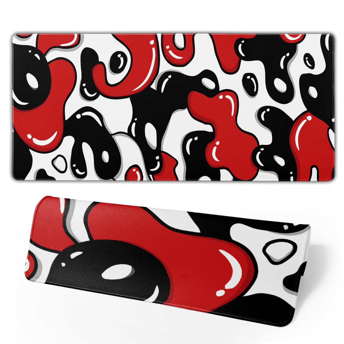 Red Black White Gaming Mouse Pad Geometric Japanese Extended XXL Mouse Pad 35.4X15.7in Full Desk