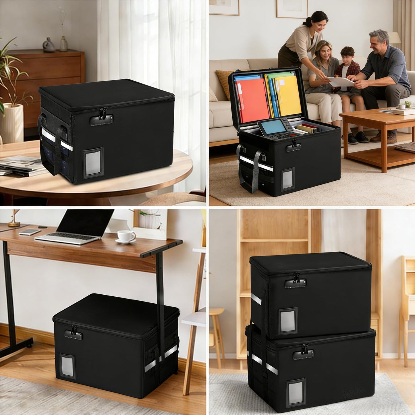 Large Fireproof Document File Organizer Box, 6400°F Fireproof Storage Filing Cabinet with Lock