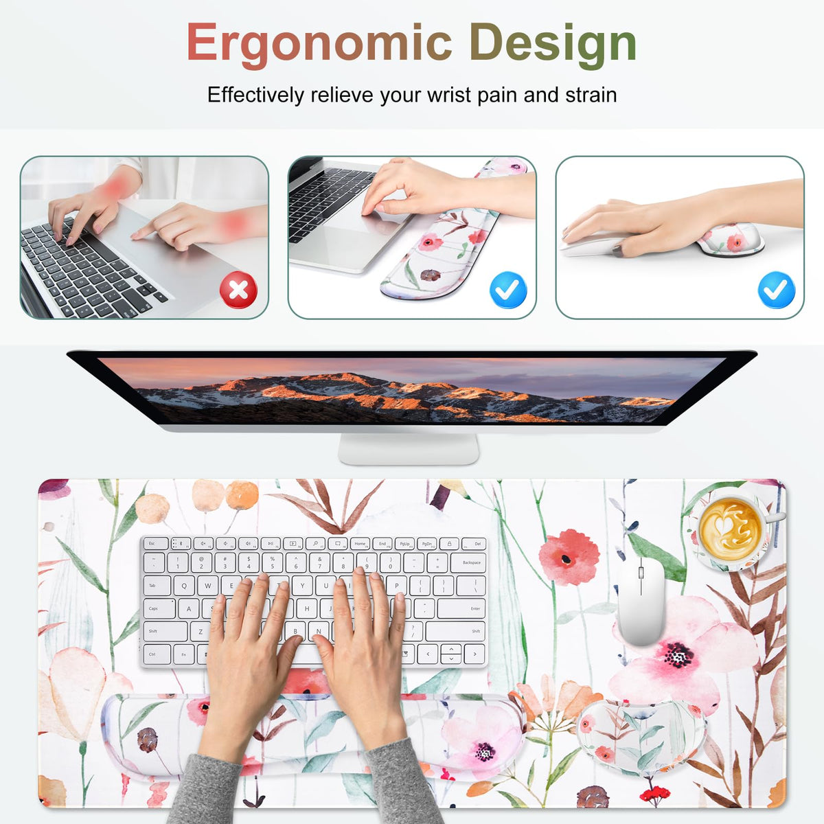 NXZGO Large Gaming Mouse Pad Set, 4 in 1 Extended Keyboard Desk Mat with Wrist Rest, PC Computer