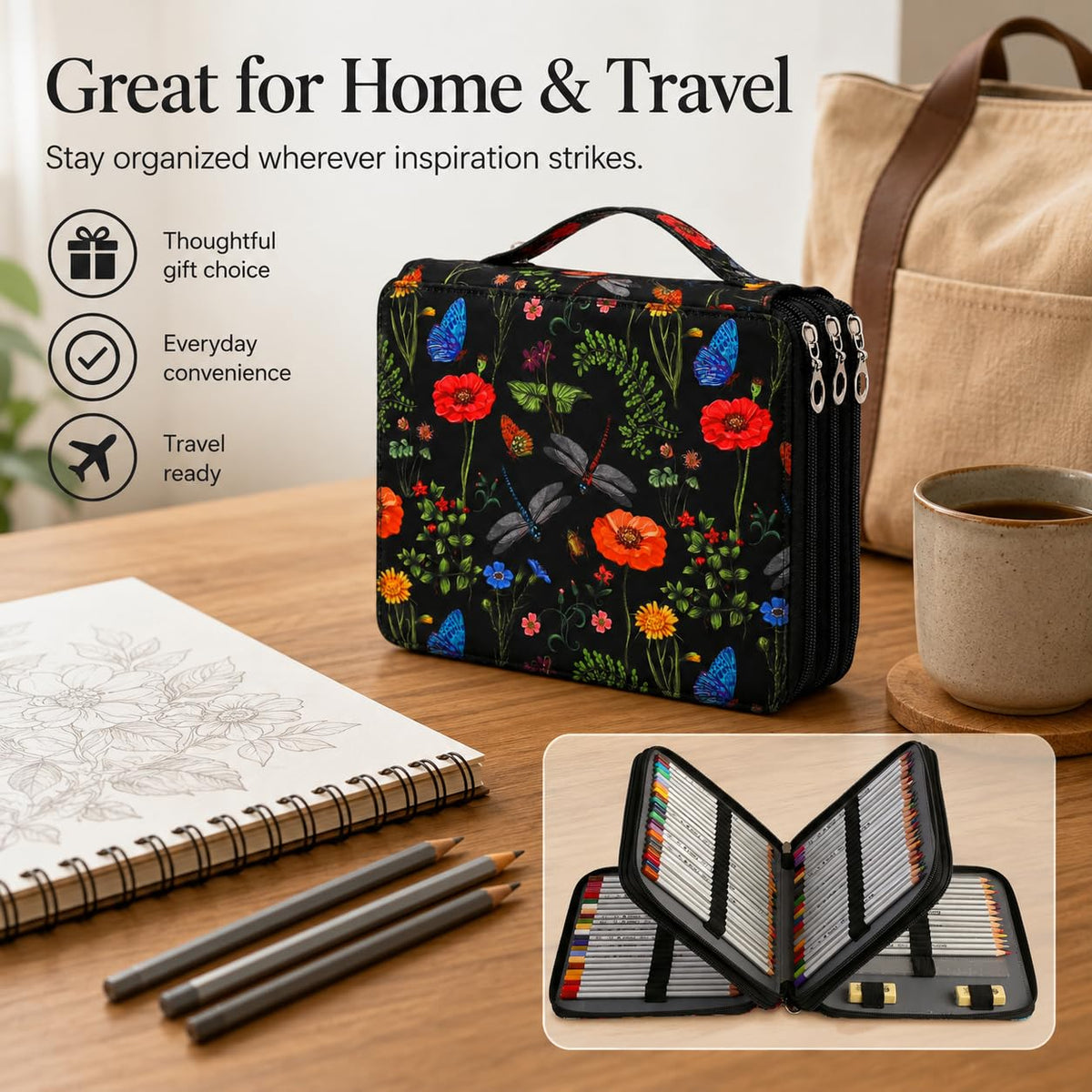 Lbxgap 200 Slots Colored Pencil Case Organizer, 4 Layer Bag