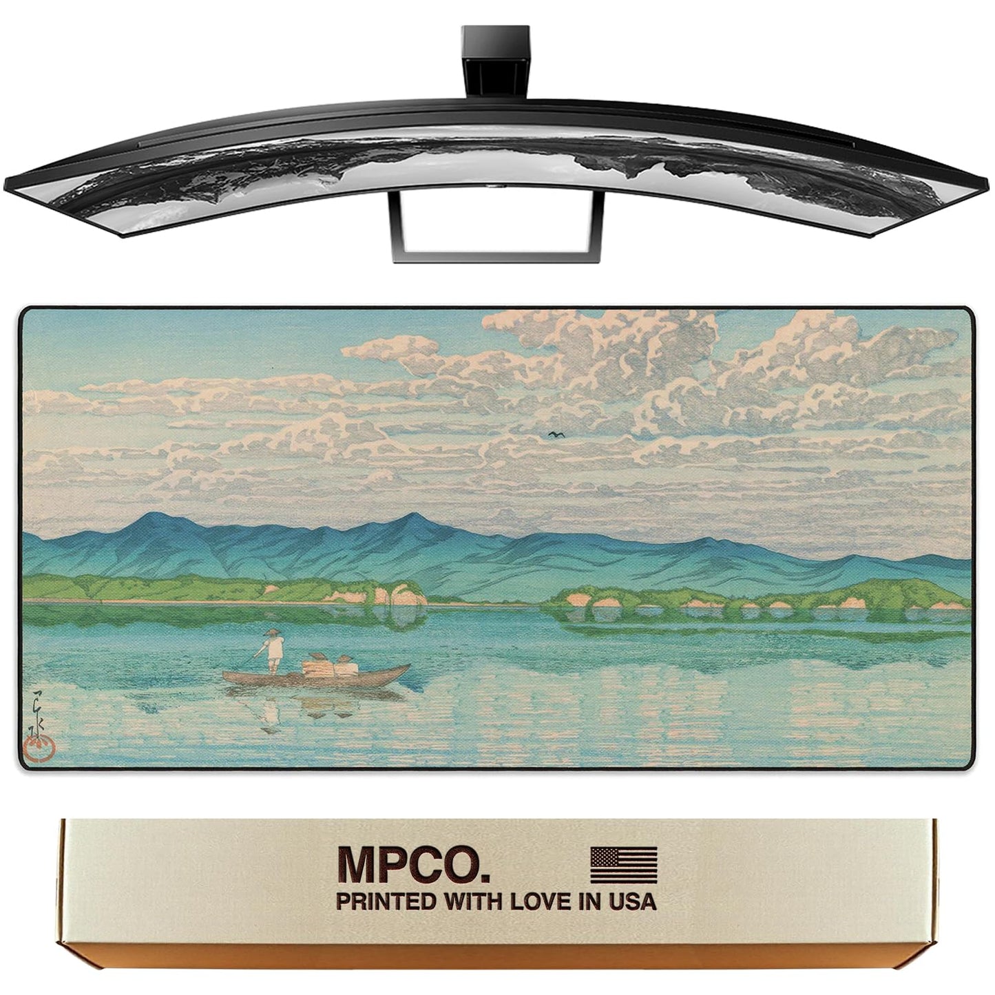 MPCO. Lake Hamana Gaming Desk Pad, 36" x 17" Duraglyde Fabric Desk Mat