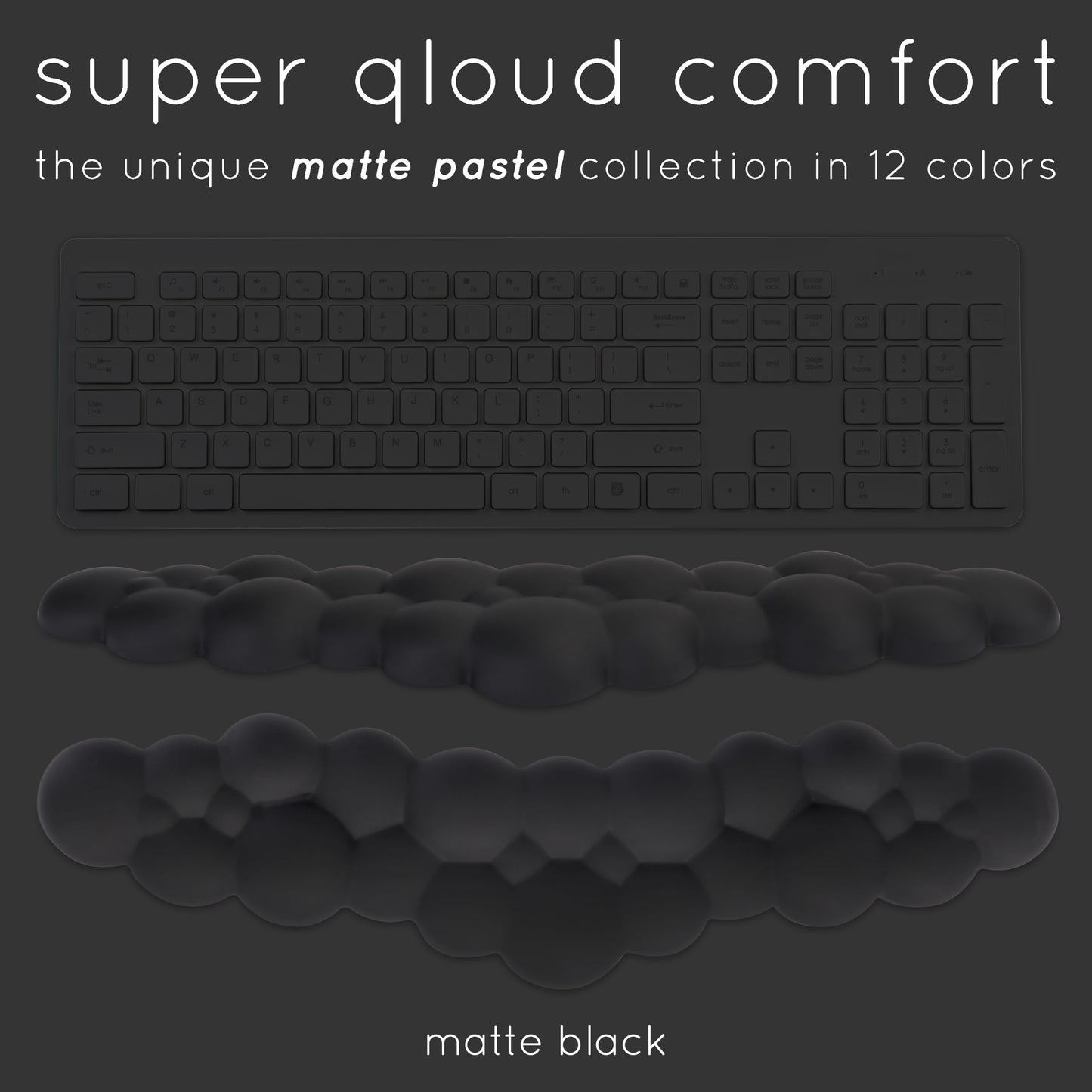 Black Cloud Keyboard Wrist Rest – Create-ables Qloud Black Wrist Rest for Computer Keyboard and