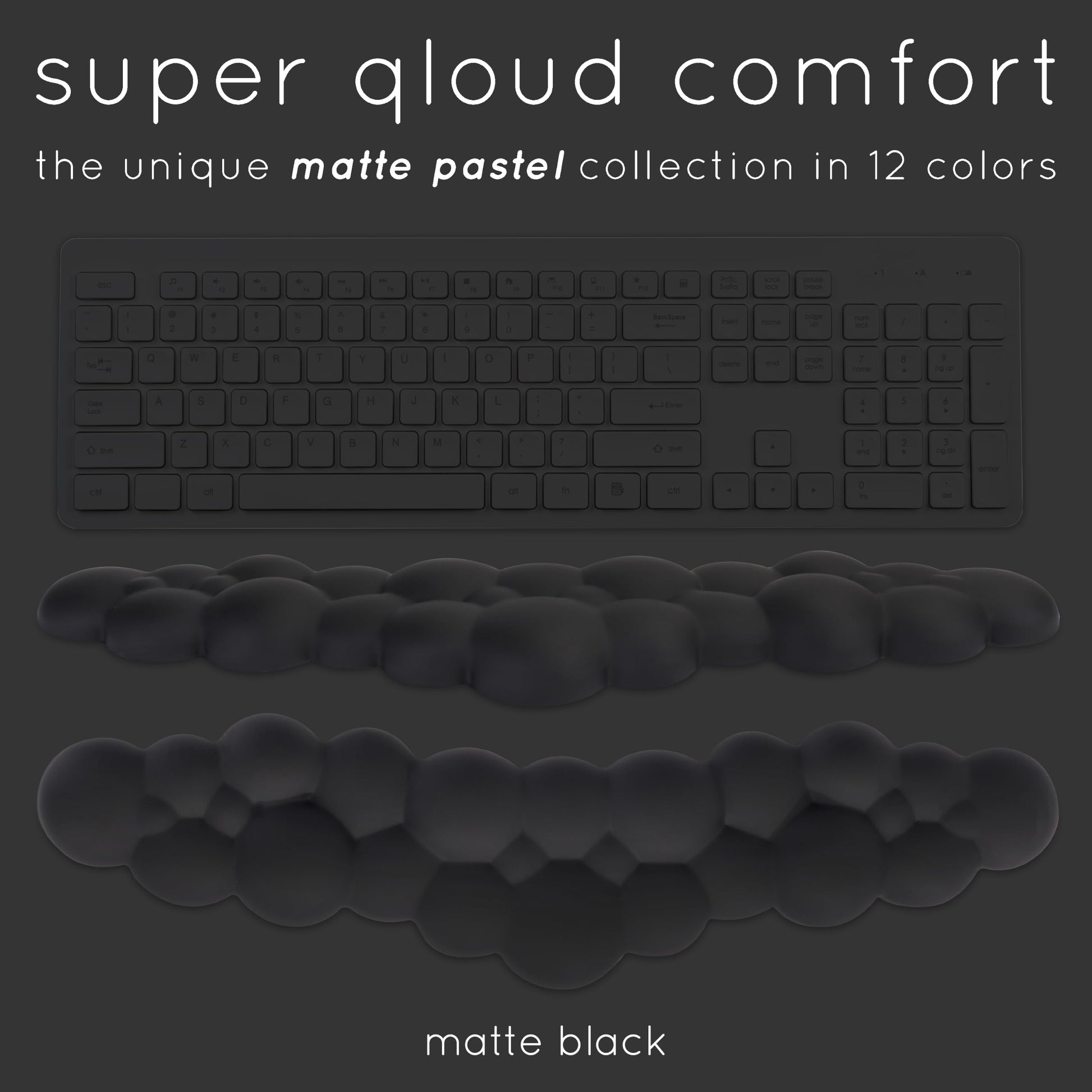 Black Cloud Keyboard Wrist Rest – Create-ables Qloud Black Wrist Rest for Computer Keyboard and