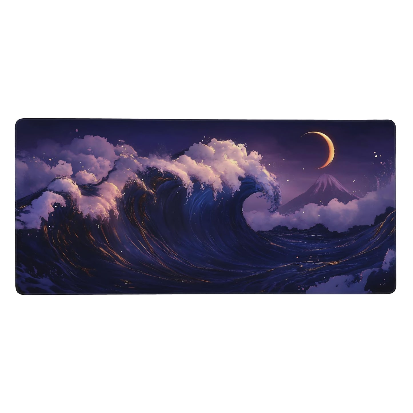 Aesthetic Kanagawa Great Wave Gaming Mouse Pad, Deep Blue Japanese Desk Mat with Anti-Slip Base &