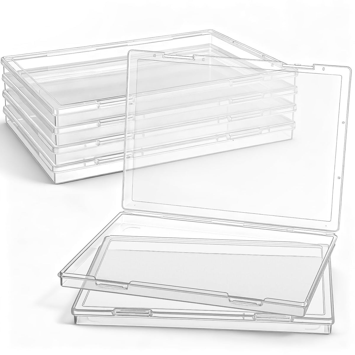 Jetec 6 Pieces Small Clear Plastic Storage Box, 12.0 x 8.8 x 0.9 Inch