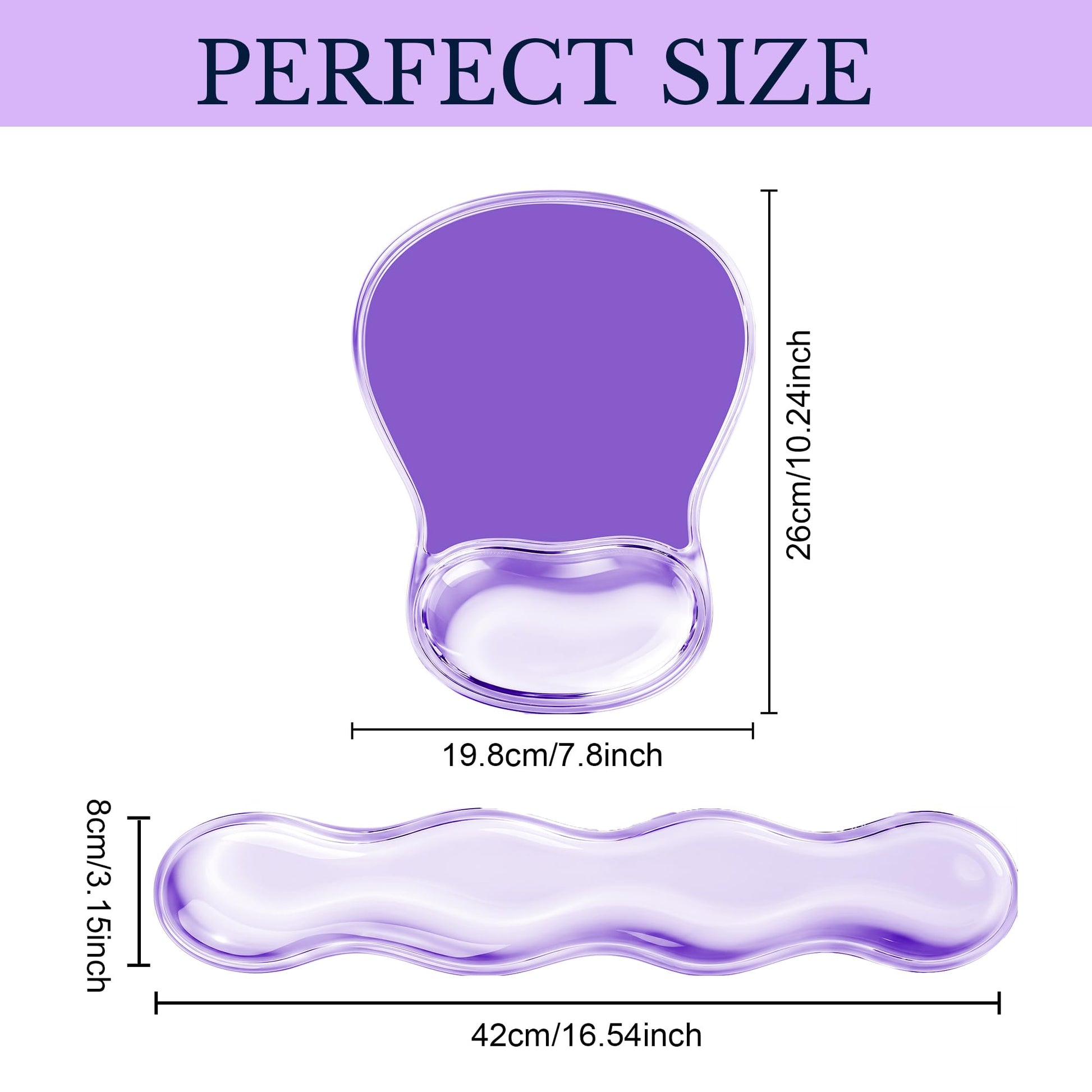 Keyboard Wrist Rest & Ergonomic Mouse Pad with Wrist Rest Set, Cute Transparent Gel Wrist Rest for