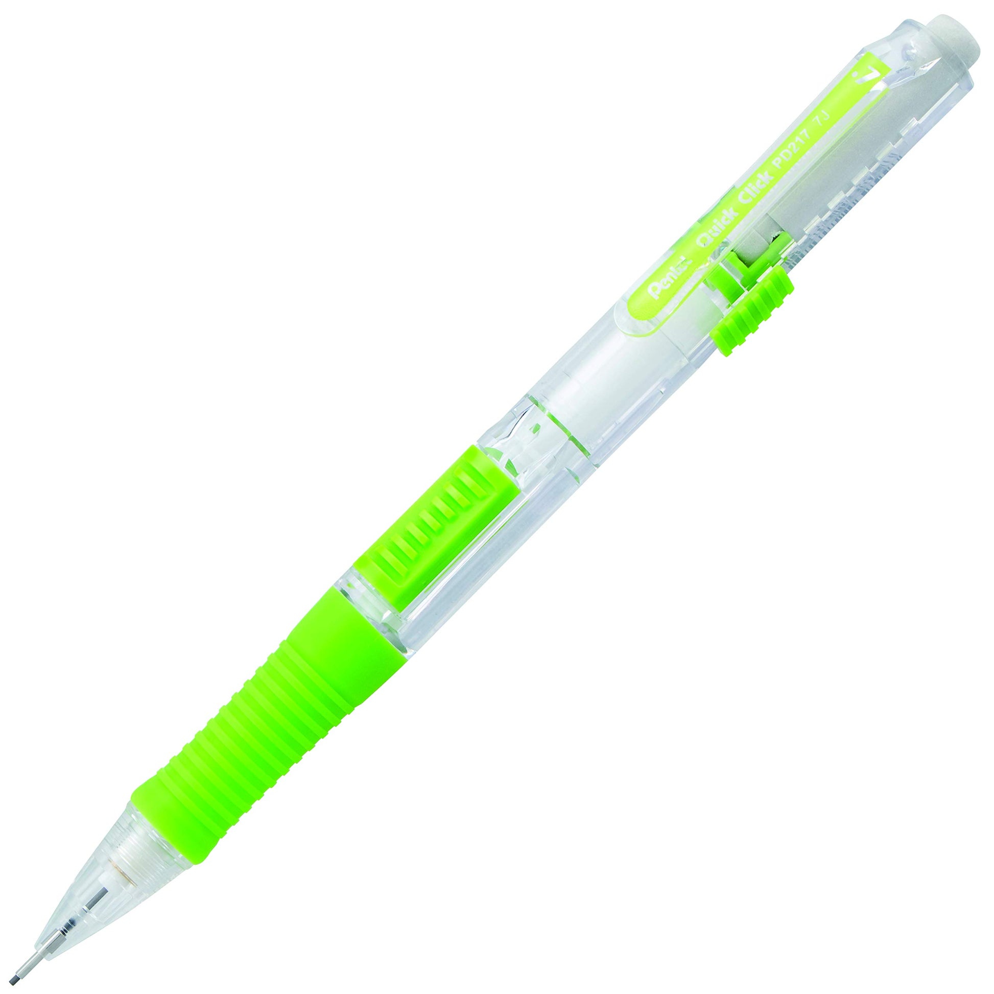 Pentel QUICK CLICK Mechanical Pencil (0.7mm), Green Barrel, Box of 12 Pencils (PD217D)