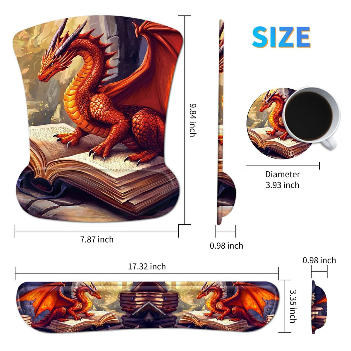 Dikoer Ergonomic Mouse Pad with Wrist Support Gel Mouse Pads and Upgrade Keyboard Wrist Rest Pad