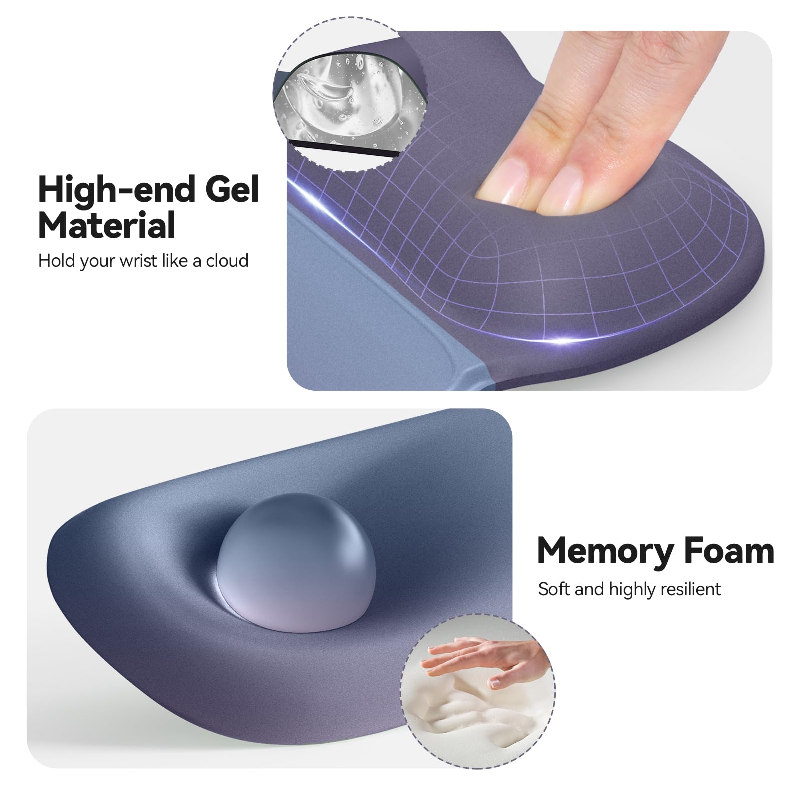 TECKNET Gel Ergonomic Mouse Pad & Keyboard Wrist Rest & Coaster