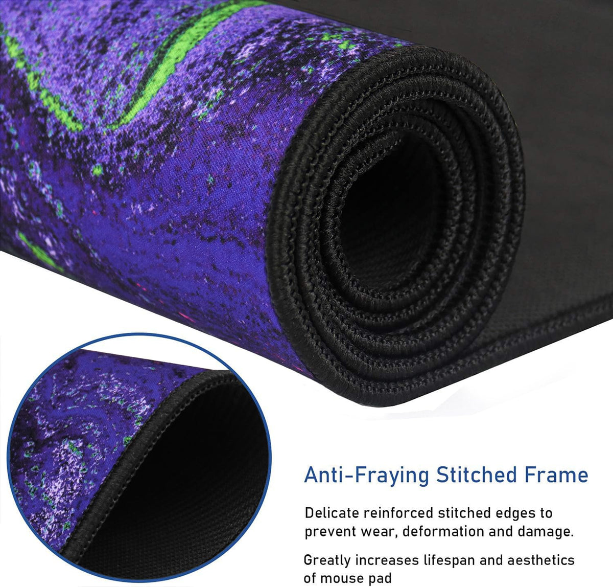 Large Mouse Pad with Stitched Edges, Durable Non-Slip Natural Rubber Base