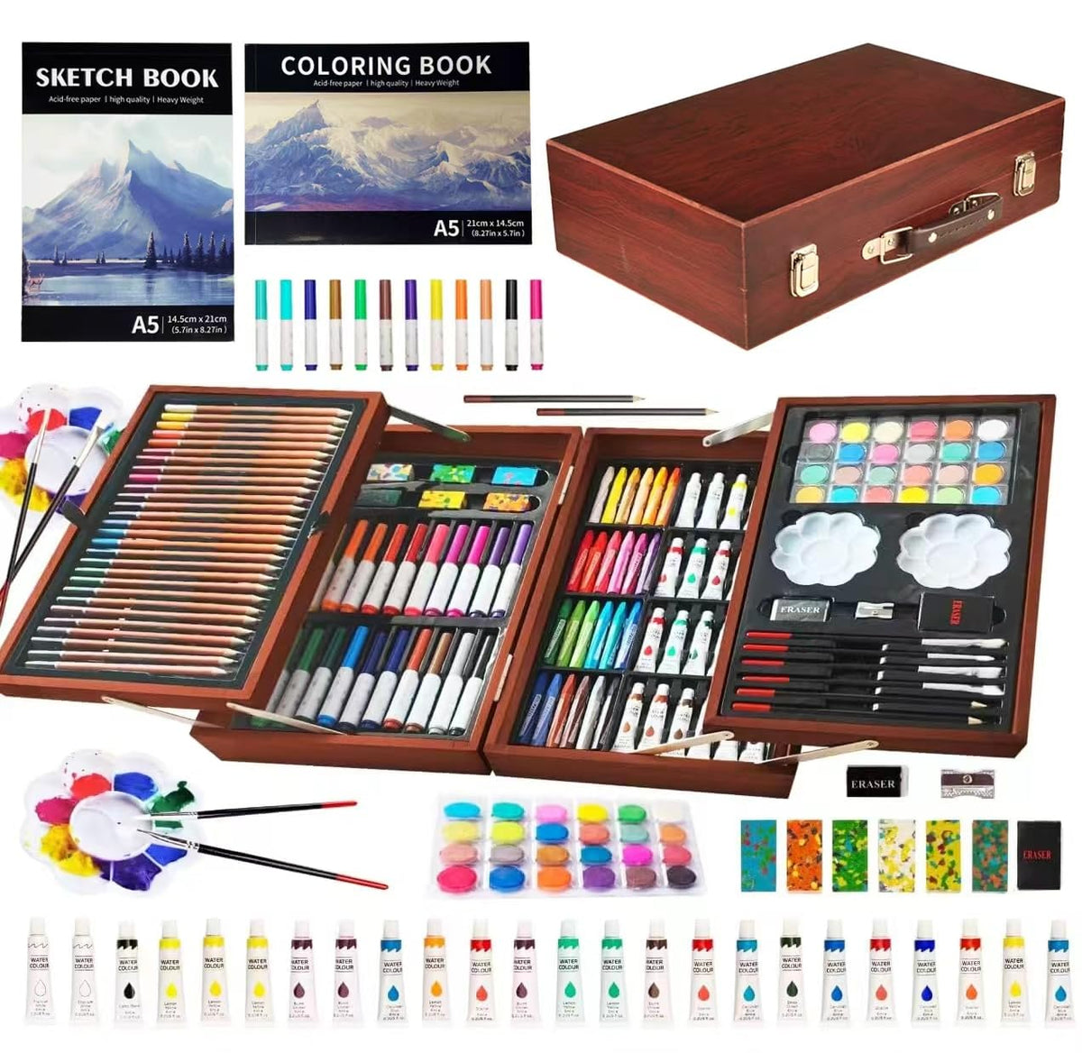 KINSPORY Art Sets, 139 Pack Painting Drawing Art Supplies Kit with 2 Sketch Pads, Deluxe Double