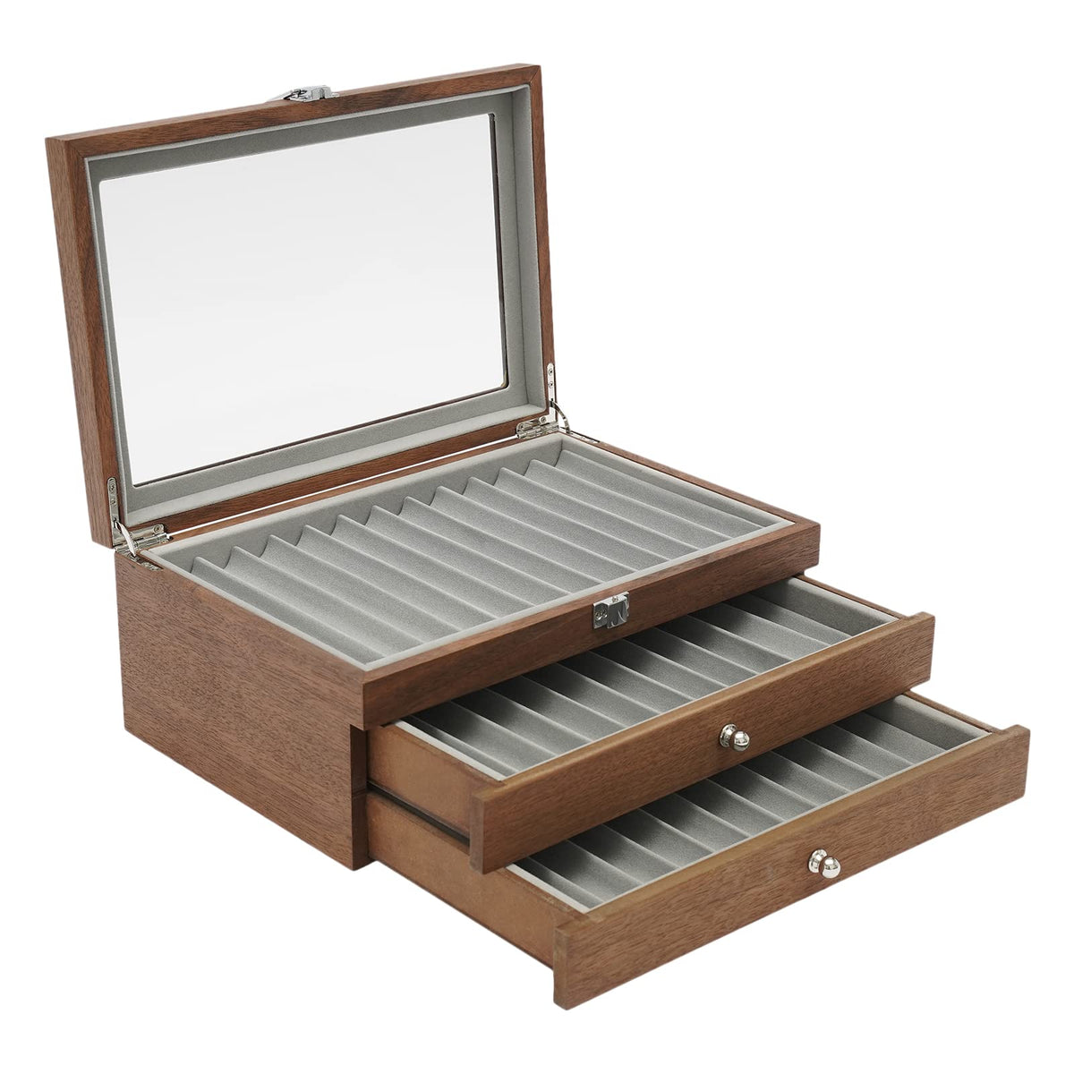 WUPYI 3 Layer Wood Pen Display Box 34 Pen Organizer Box,Pen Display Case Storage and Fountain Pen