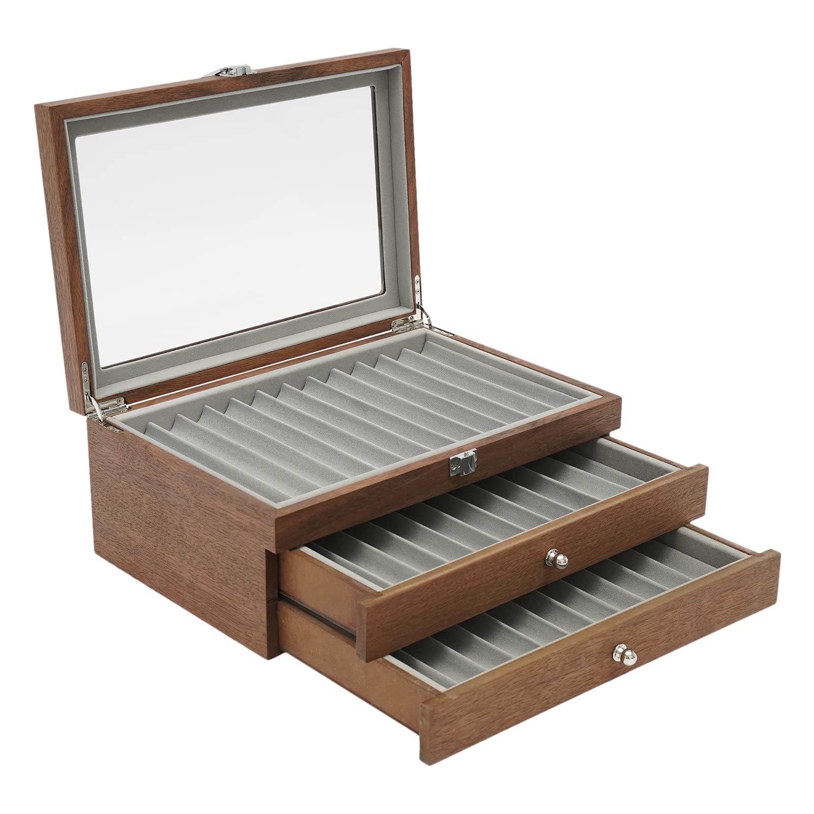 WUPYI 3 Layer Wood Pen Display Box 34 Pen Organizer Box,Pen Display Case Storage and Fountain Pen