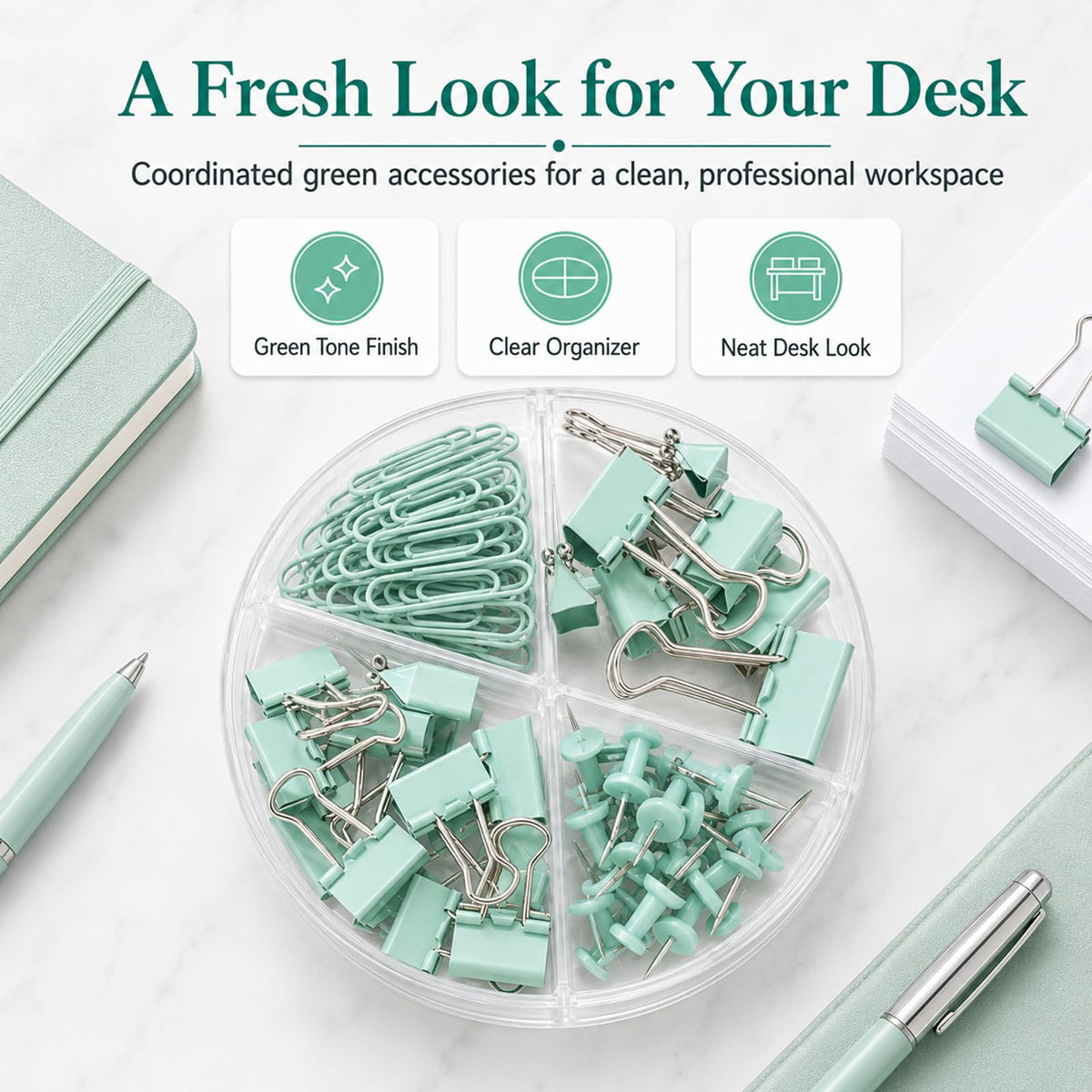 Creechwa Paper Clips Binder Push Pin Set, Assorted Sized Binder Clips