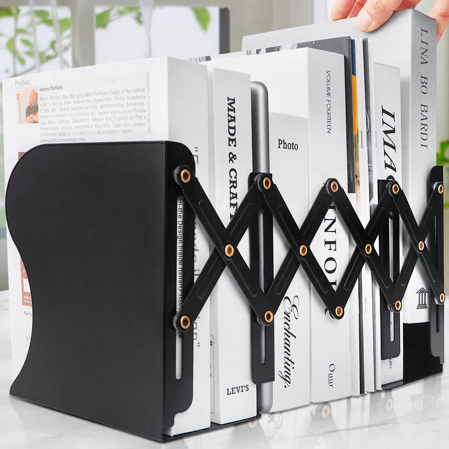 Heavy Duty Book End to Hold Books, Adjustable Bookends Book Holder for Shelves, Decorative Book