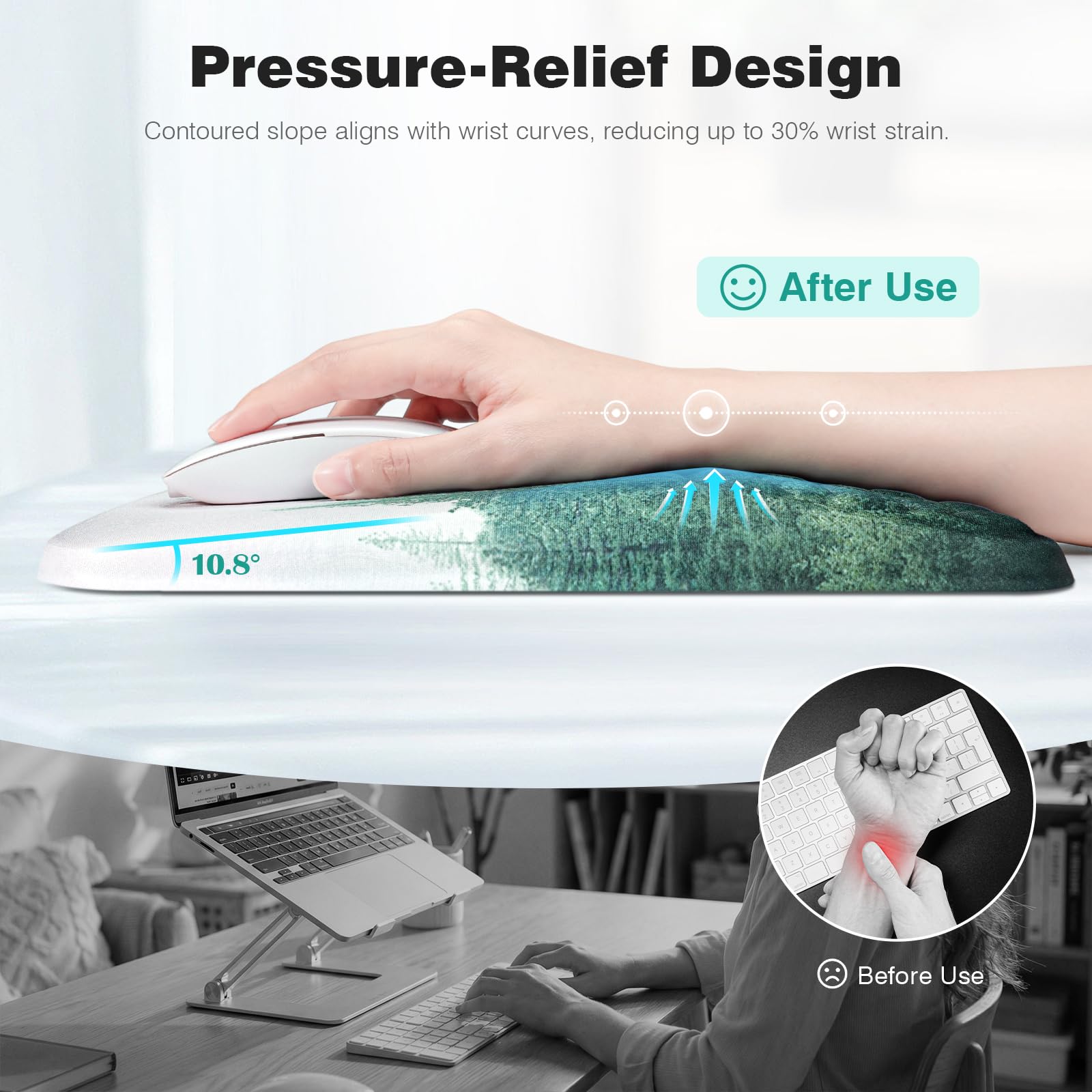 Ospelelf Mousepad with Wrist Rest Ergonomic Computer Comfortable Pain Relief Mouse Pad Wrist