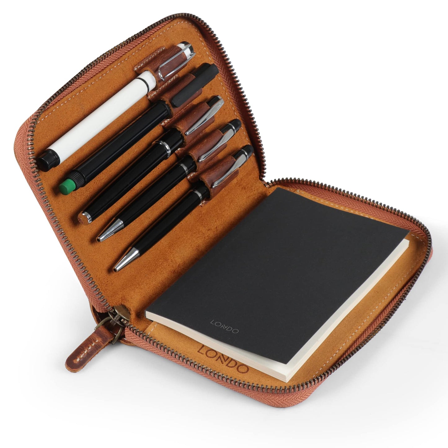 Londo Genuine Leather Padfolio – Portfolio Folder with Pencil Holder, Notepad & Zipper Closure for