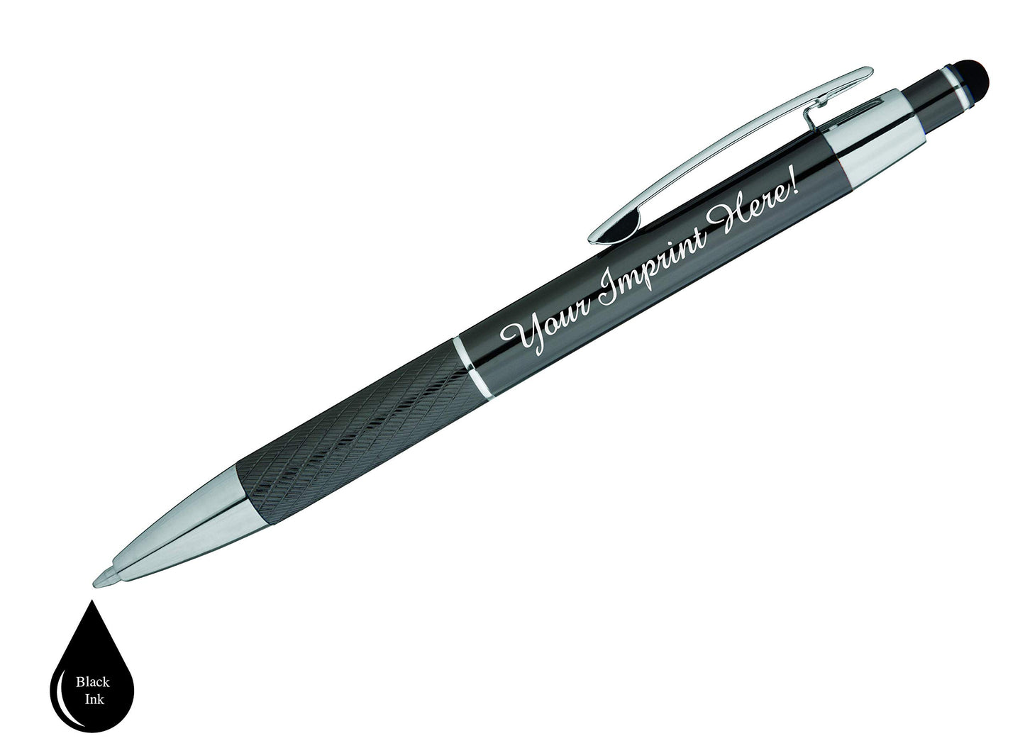 Customized Pens with Stylus - The Prestige Metal Pen - Custom Printed Name Pens with Black Ink