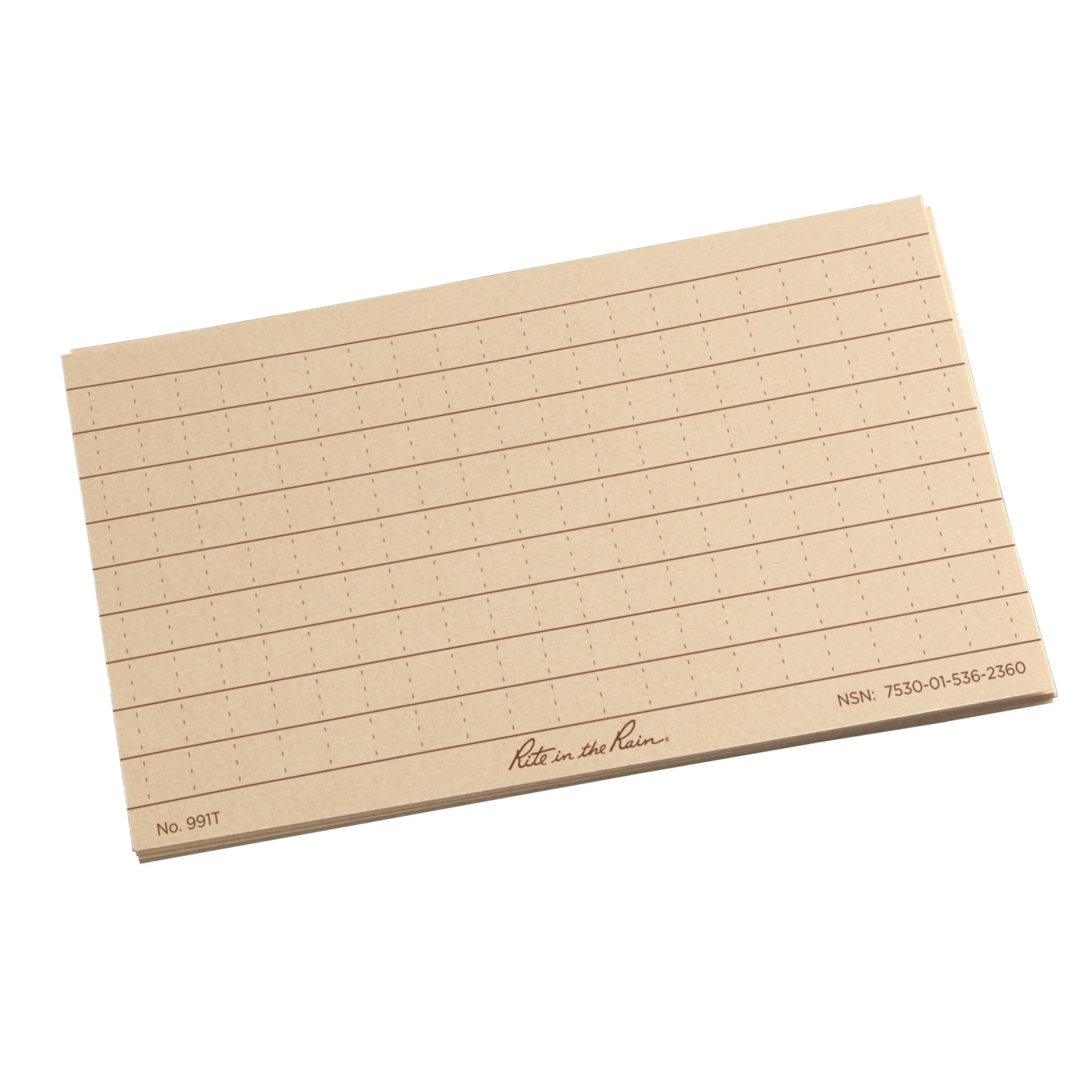 Rite in the Rain Weatherproof Index Card Wallet: Tan CORDURA® Fabric Cover, 25 Tan 3" x 5" Index