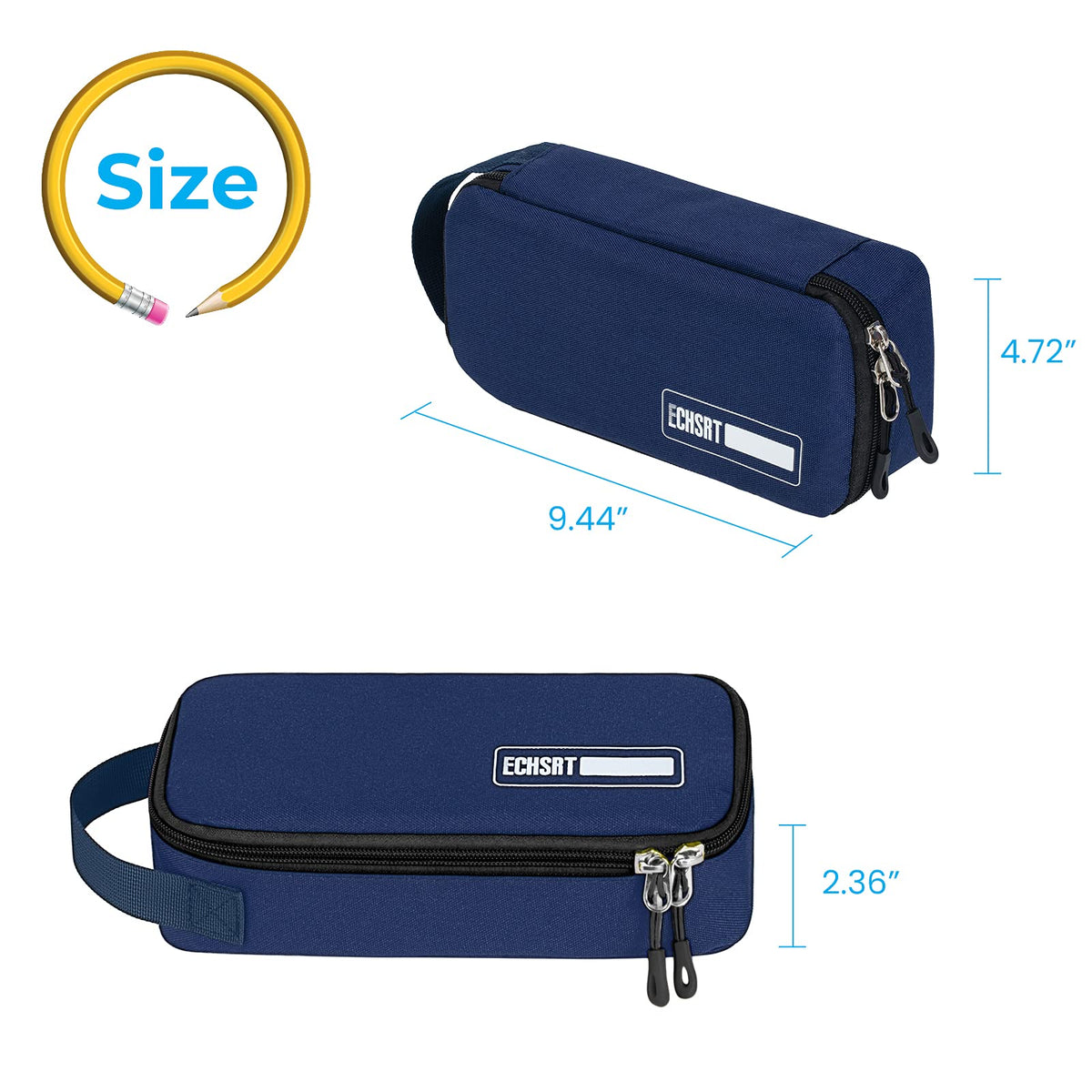 ECHSRT Large Pencil Case, Aesthetic Pen Pouch with Big Capacity, Minimalist Portable Stationery Bag
