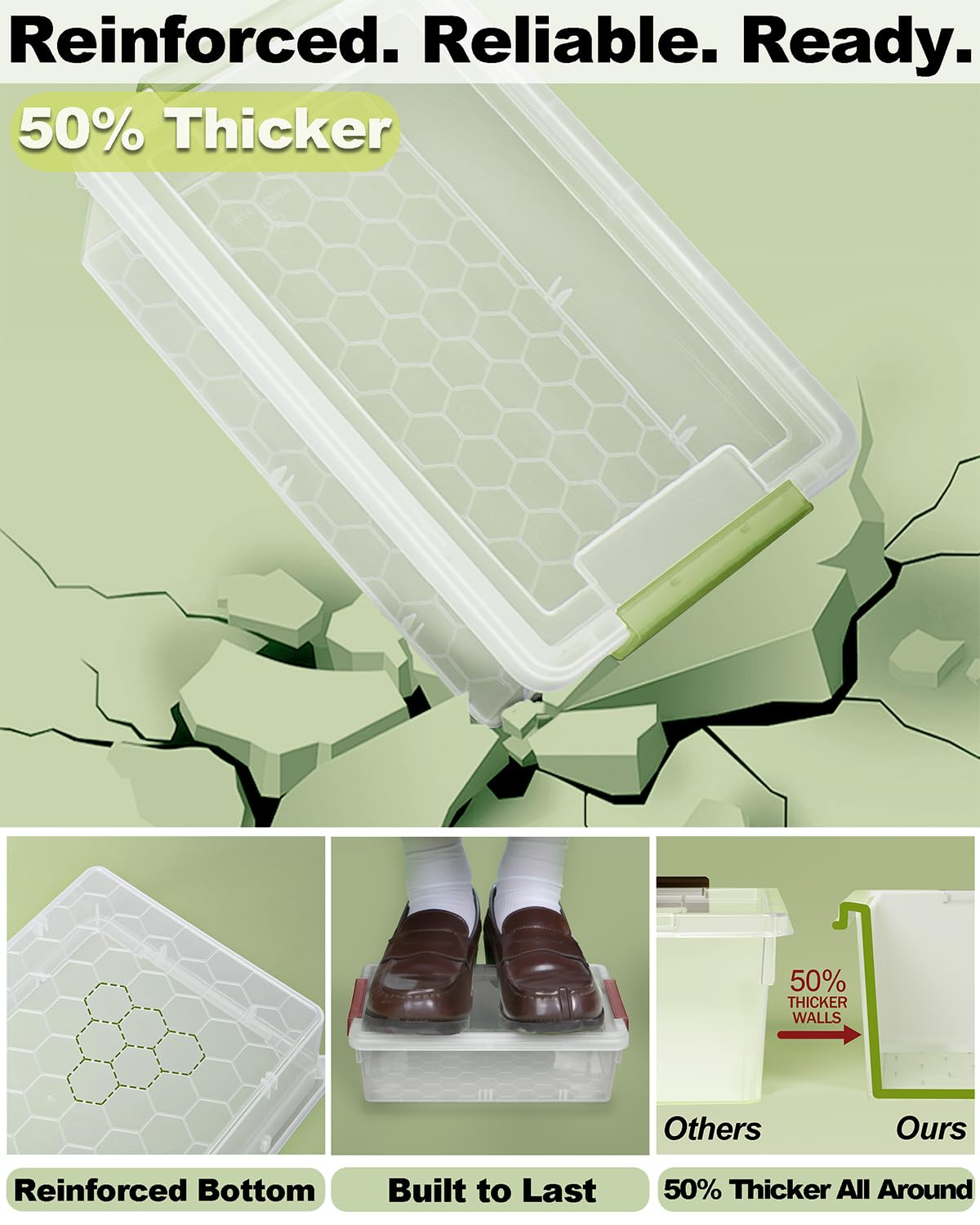 GEOPHIA 6 Pack Extra Large Pencil Box with Removable Divider, Thickened Pencil Case Bulk, Clear
